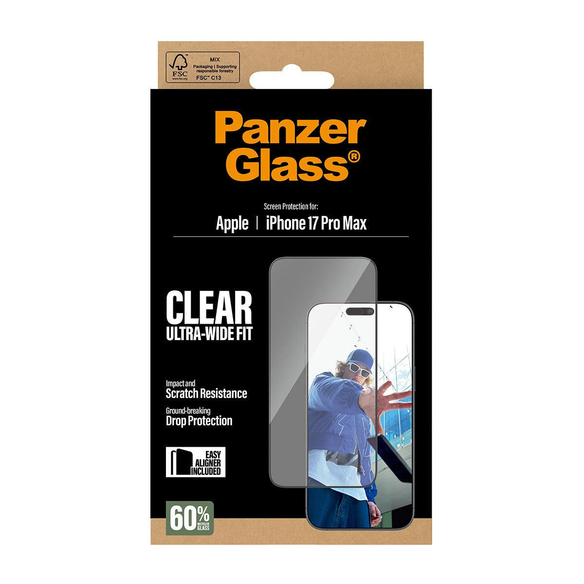PanzerGlass® Screen Protector iPhone 17 Pro Max | Ultra-Wide Fit w. EasyAligner