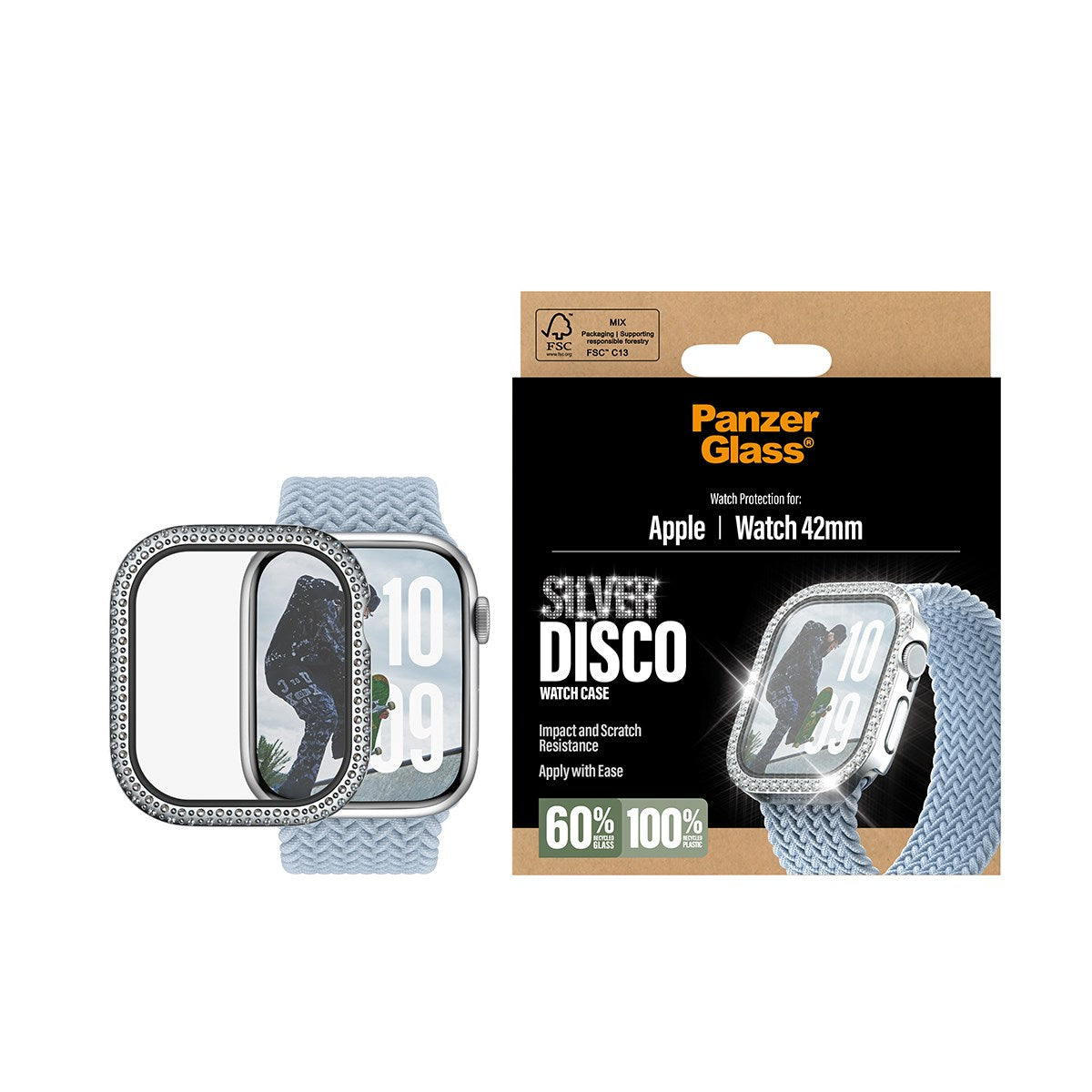 PanzerGlass® Screen Protector Full body Disco Silver Apple Watch Series 11 | 10 | 42mm