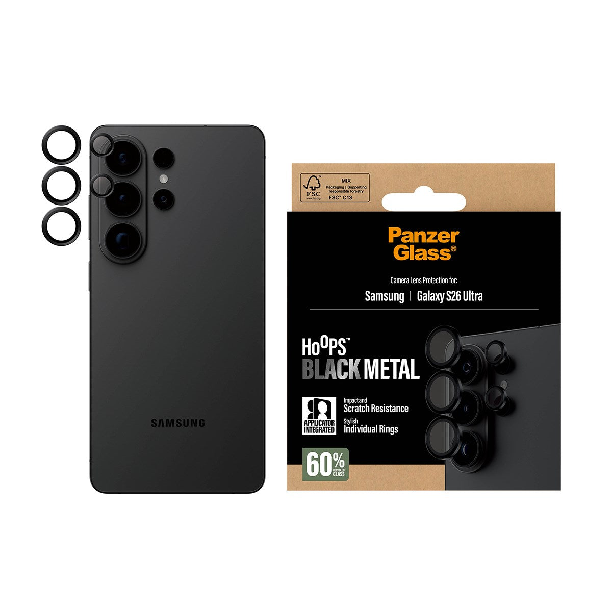 PanzerGlass® Hoops® Camera Lens Protector Black Samsung Galaxy S26 Ultra