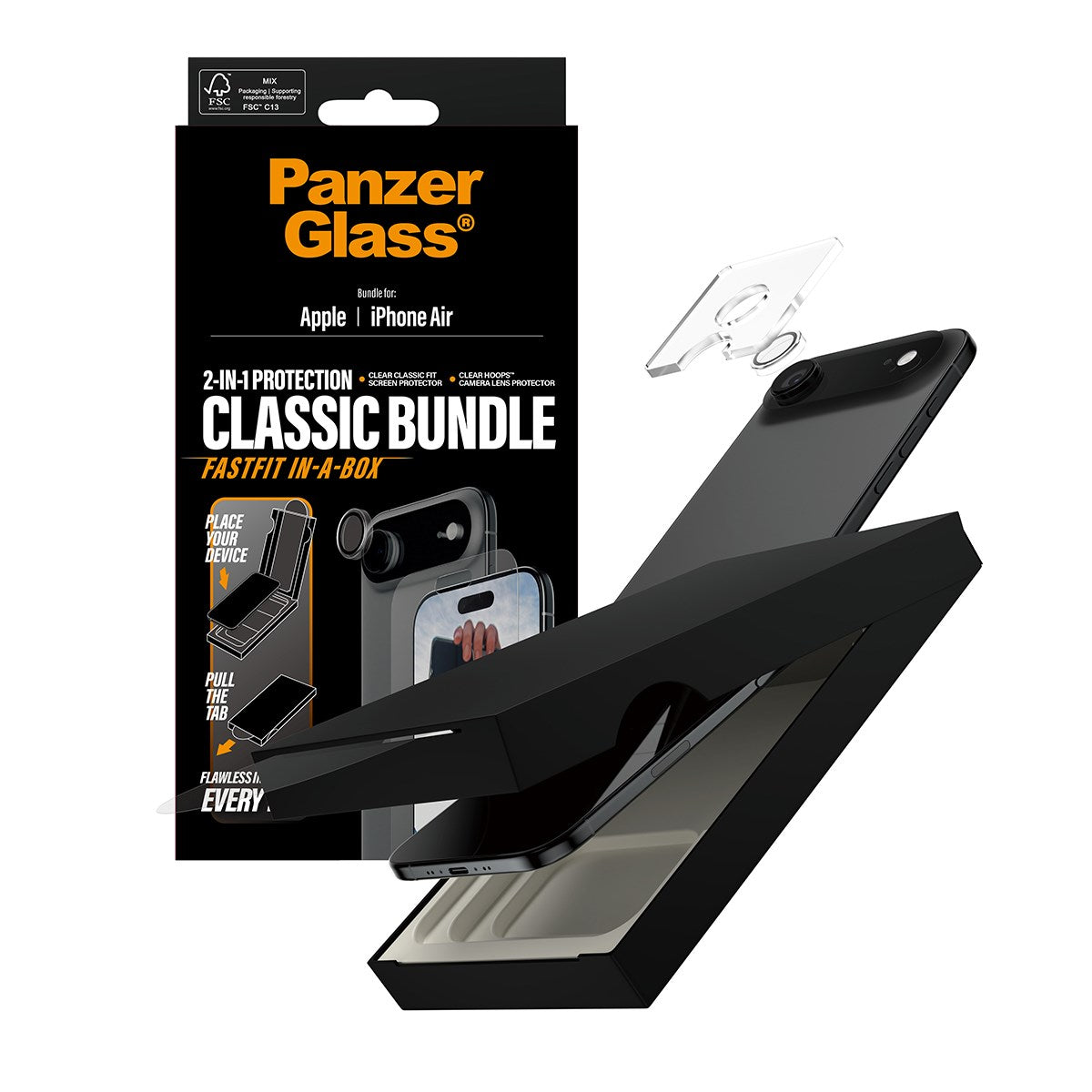 PanzerGlass® 2-in-1 Classic Bundle iPhone Air w. FASTFIT IN-A-BOX