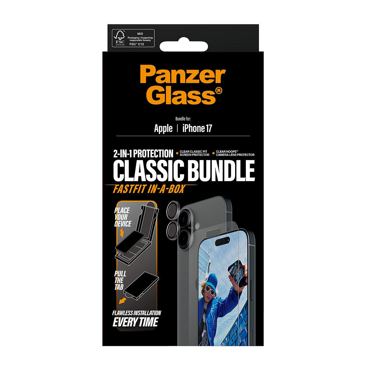 PanzerGlass® 2-in-1 Classic Bundle iPhone 17 w. FASTFIT IN-A-BOX