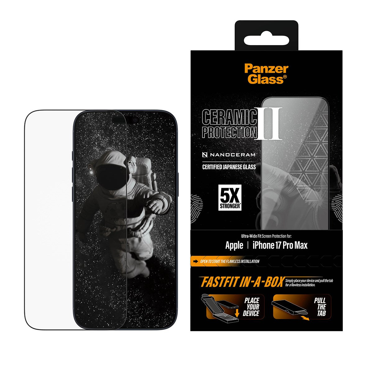 PanzerGlass® Ceramic Screen Protector iPhone 17 Pro Max | Ultra-Wide Fit w. FASTFIT IN-A-BOX