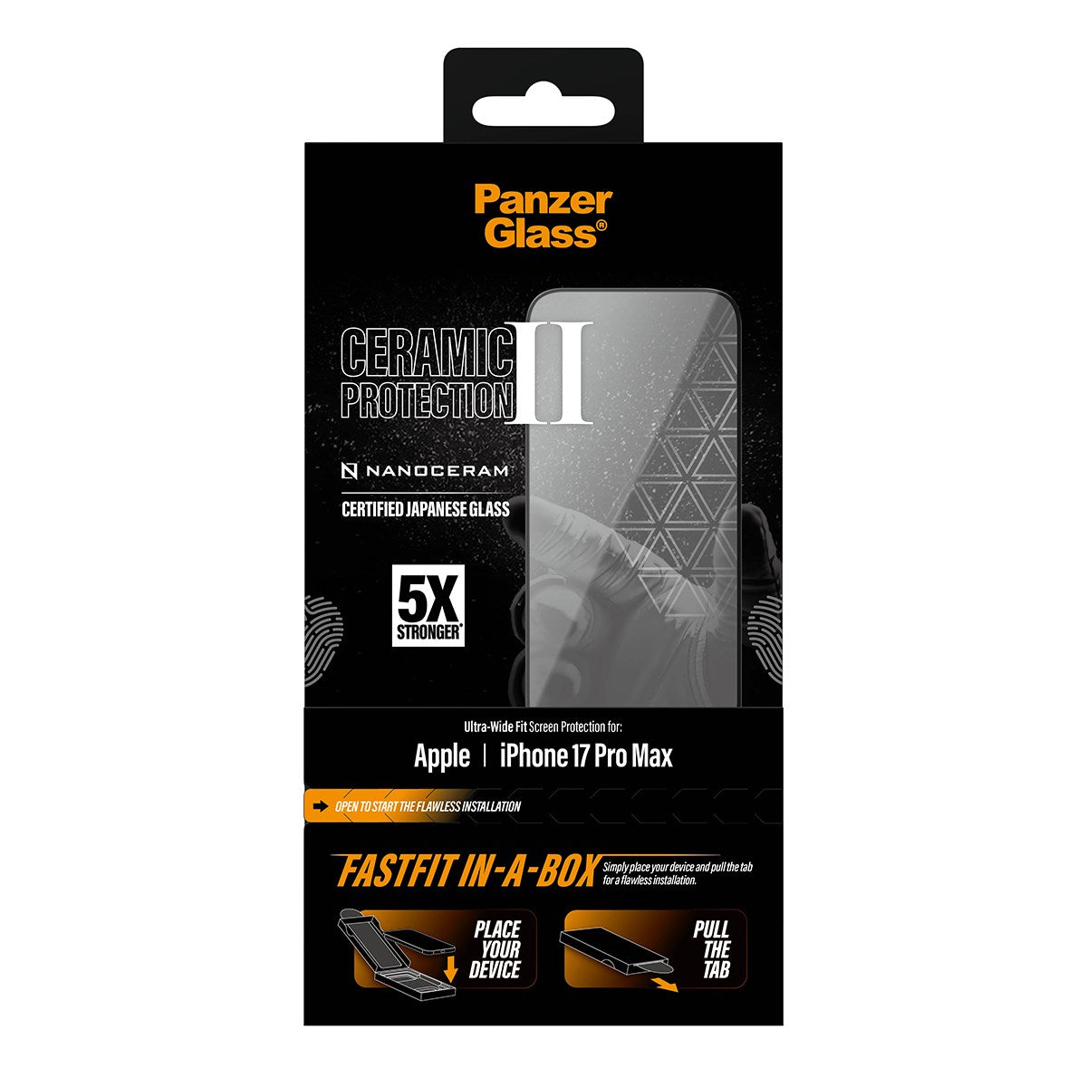 PanzerGlass® Ceramic Screen Protector iPhone 17 Pro Max | Ultra-Wide Fit w. FASTFIT IN-A-BOX