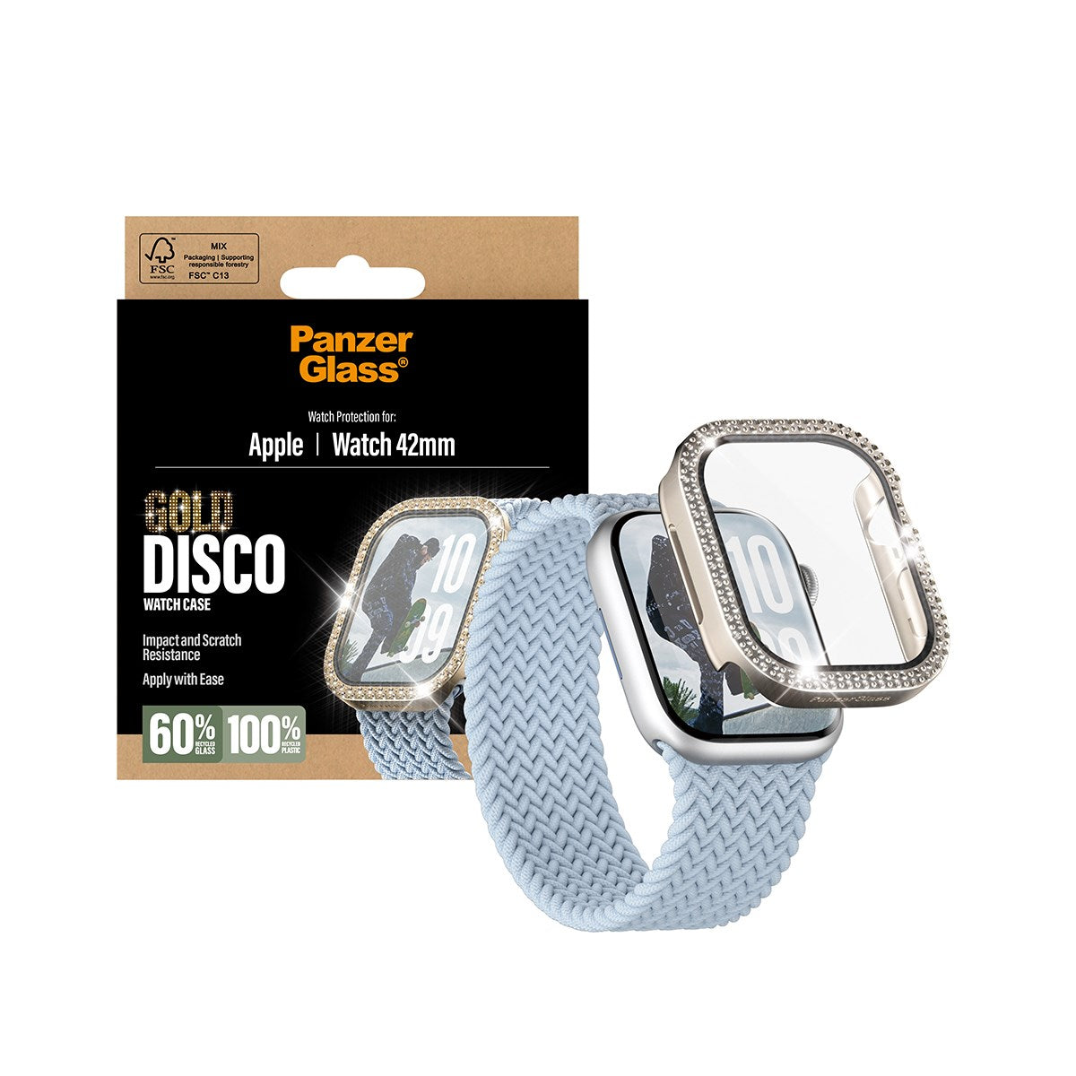PanzerGlass® Screen Protector Full body Disco Gold Apple Watch Series 11 | 10 | 42mm
