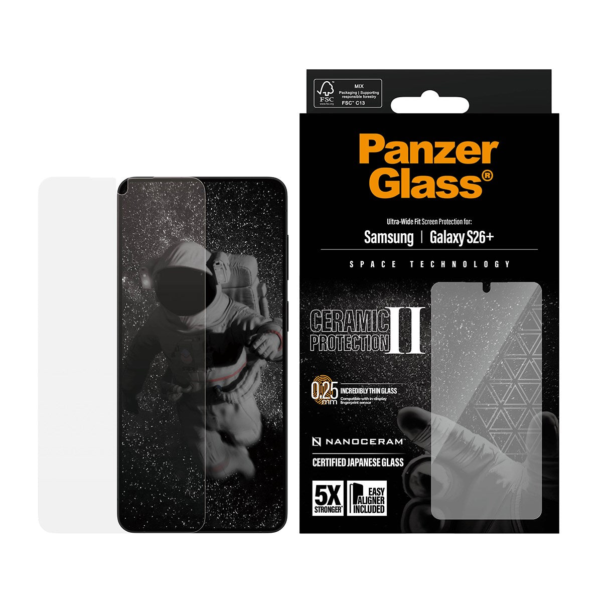 PanzerGlass® Ceramic Screen Protector Samsung Galaxy S26+ | Ultra-Wide Fit w. EasyAligner
