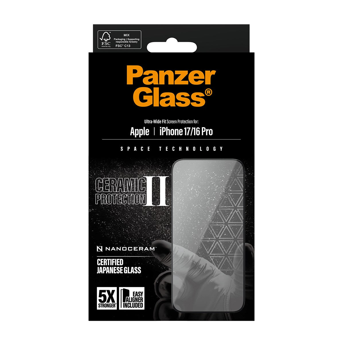 PanzerGlass® Ceramic II Screen Protector iPhone 17 | iPhone 16 Pro | Ultra-Wide Fit w. EasyAligner
