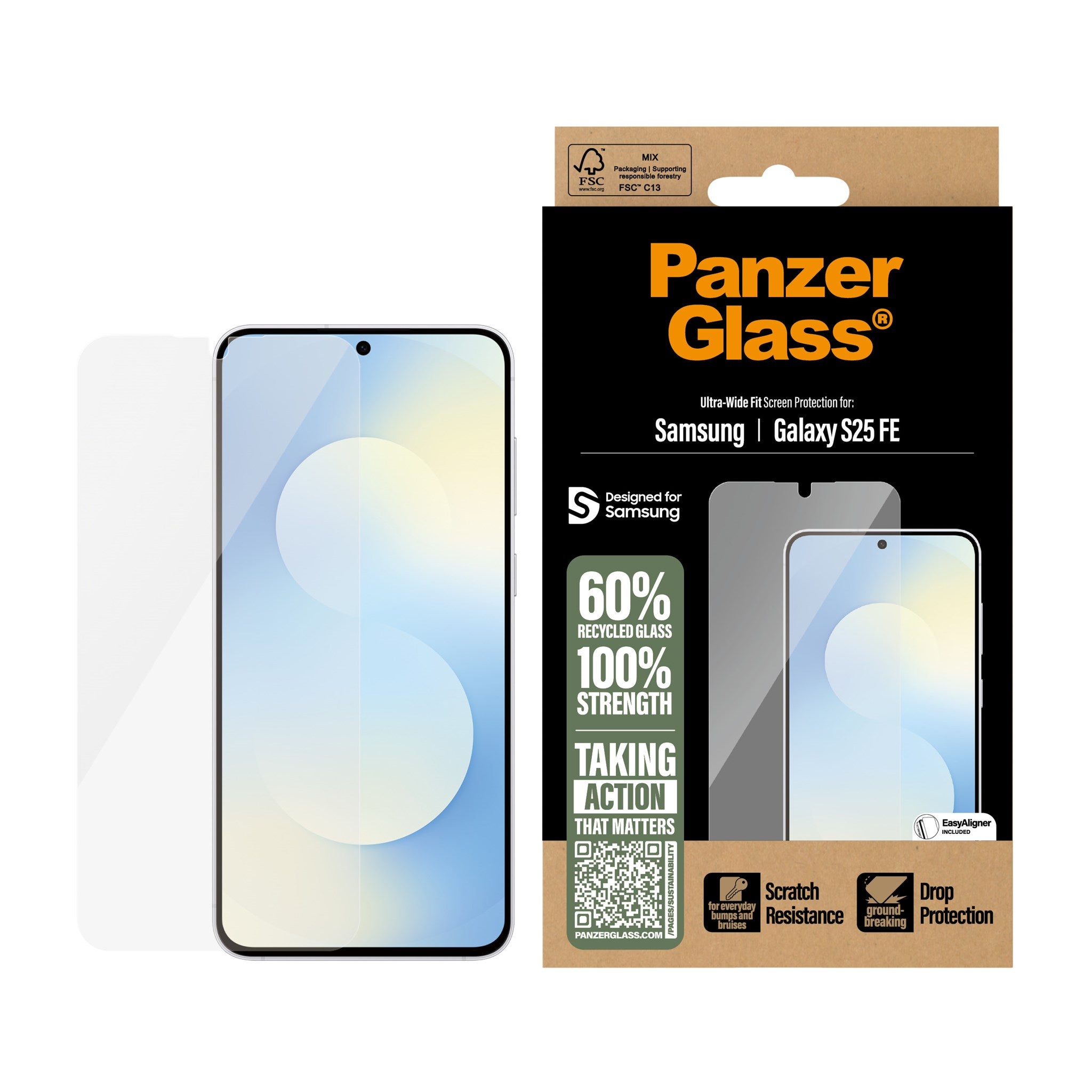PanzerGlass® Screen Protector Samsung Galaxy S25 FE 5G | Ultra-Wide Fit w. EasyAligner