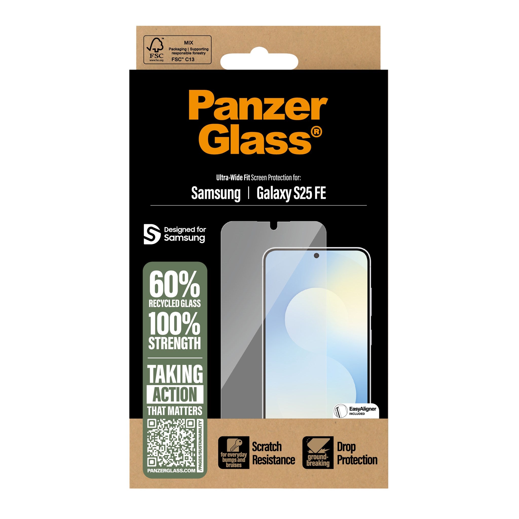 PanzerGlass® Screen Protector Samsung Galaxy S25 FE 5G | Ultra-Wide Fit w. EasyAligner