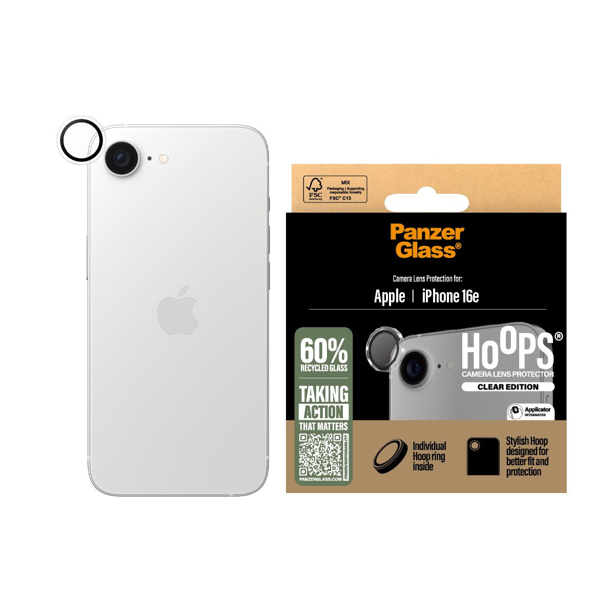 PanzerGlass® Hoops® Camera Lens Protector Transparent iPhone 16e