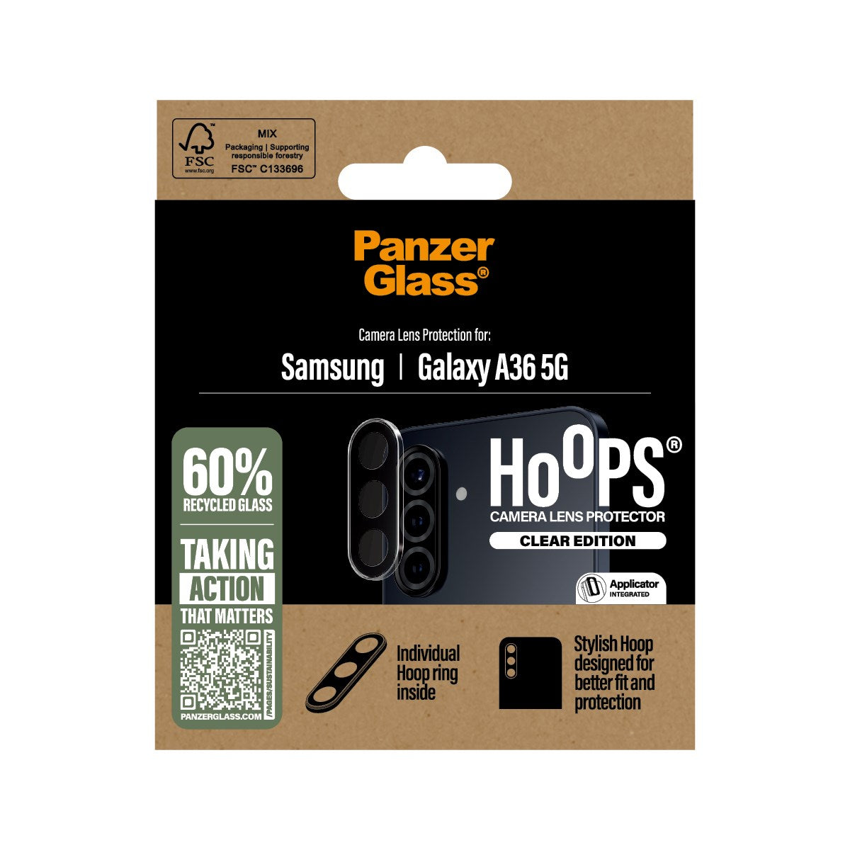 PanzerGlass® Hoops® Camera Lens Protector Transparent Samsung Galaxy A36 5G