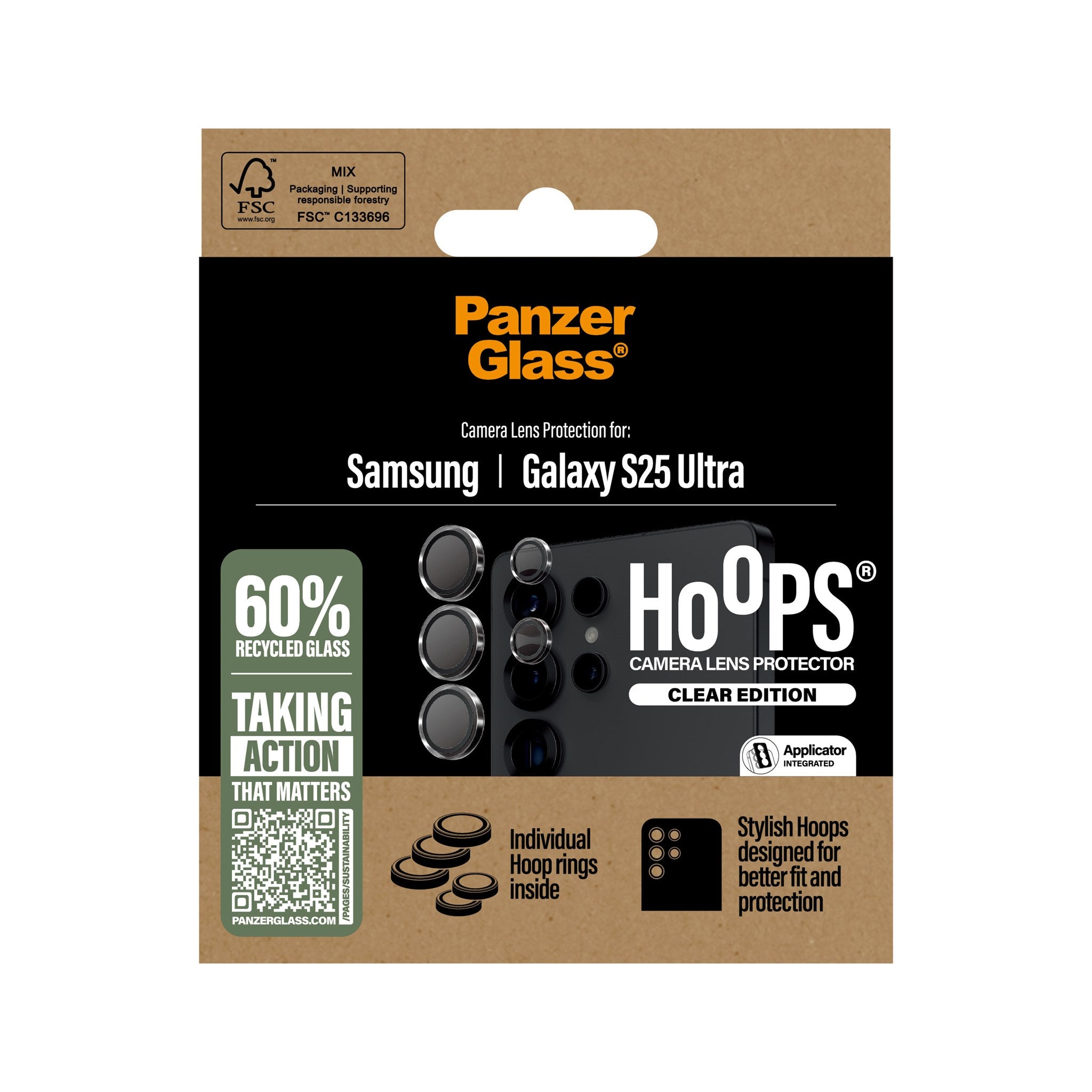 PanzerGlass® Hoops® Camera Lens Protector Transparent Samsung Galaxy S25 Ultra