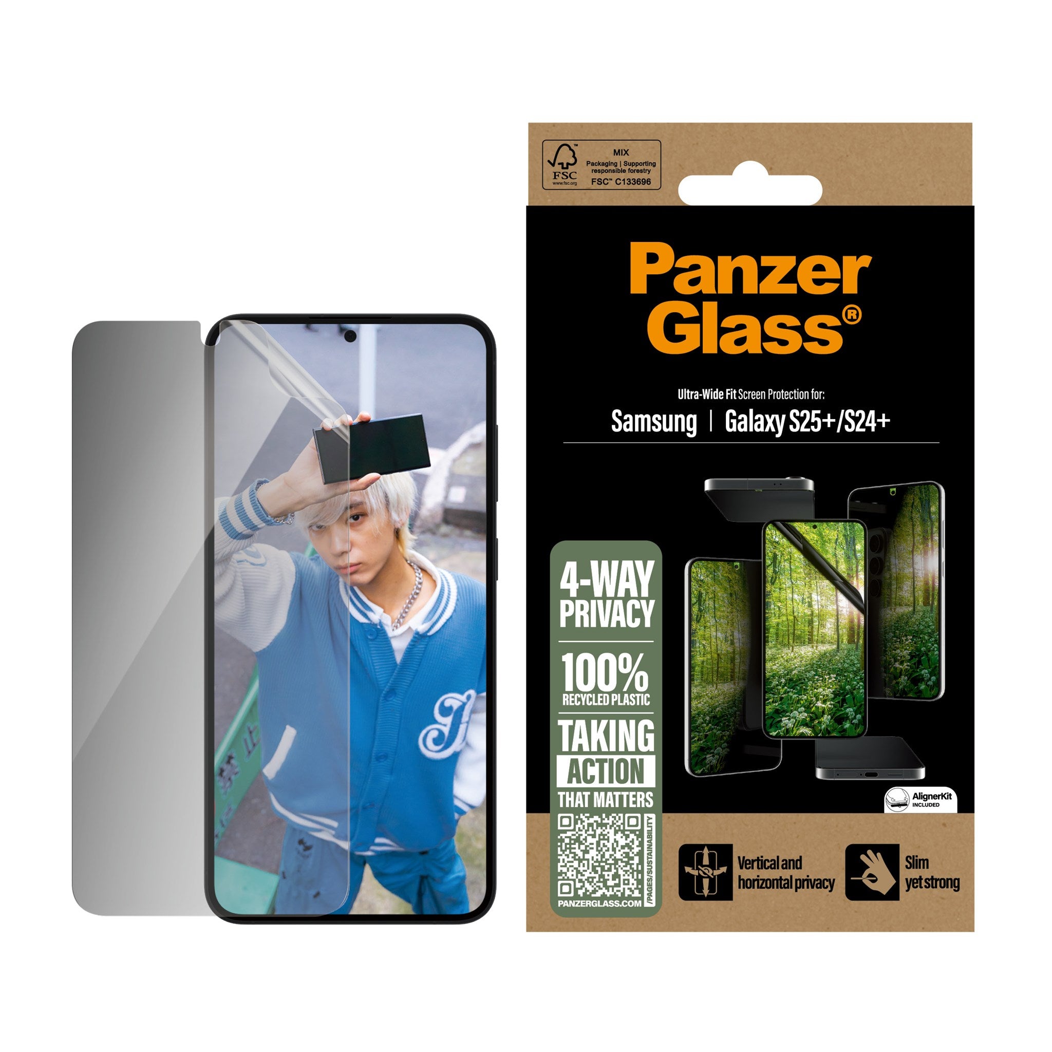 PanzerGlass® ECO MATRIX 4-way Privacy Screen Protector Samsung Galaxy S25+ | S24+ | Ultra-Wide Fit