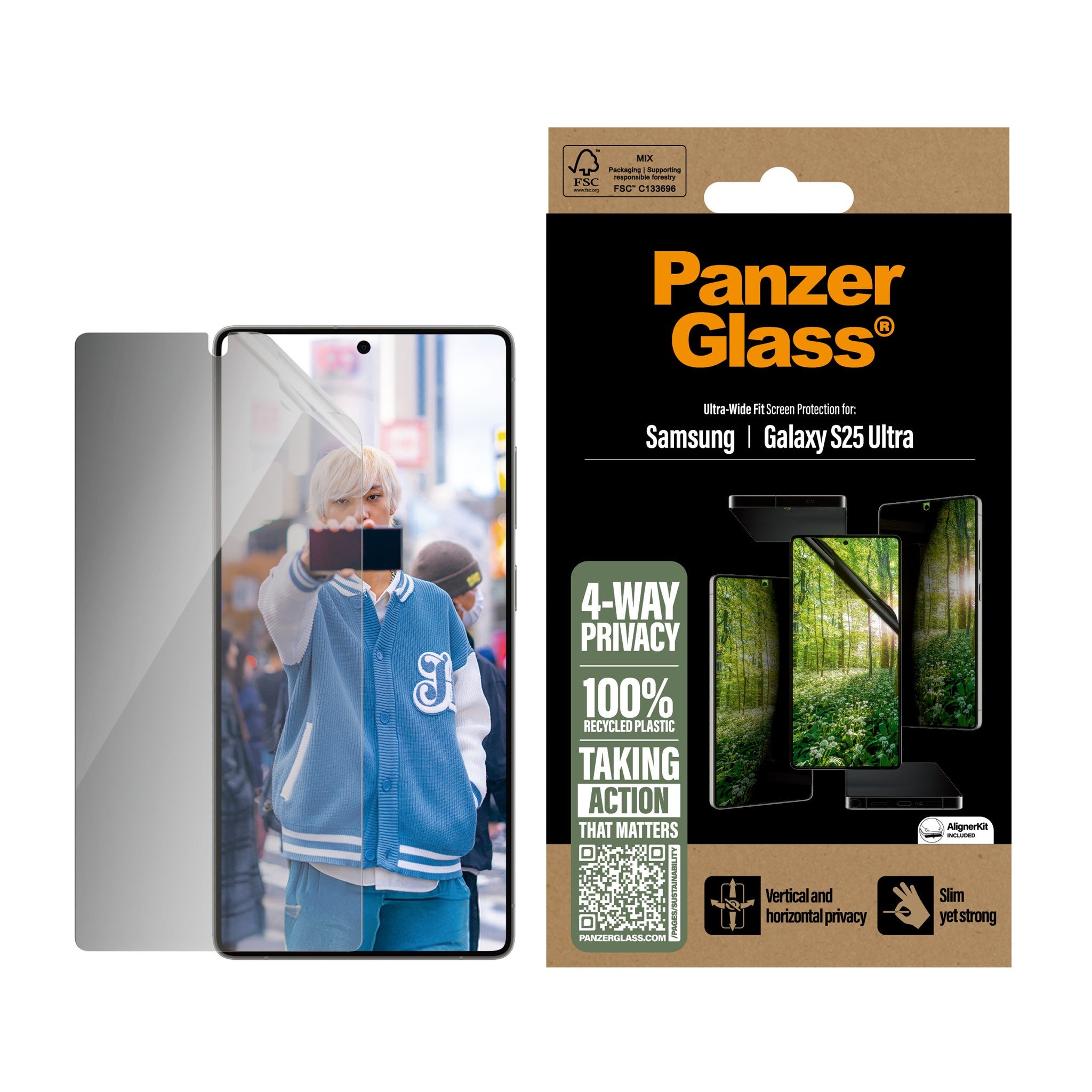 PanzerGlass® ECO MATRIX 4-way Privacy Screen Protector Samsung Galaxy S25 Ultra | Ultra-wide Fit