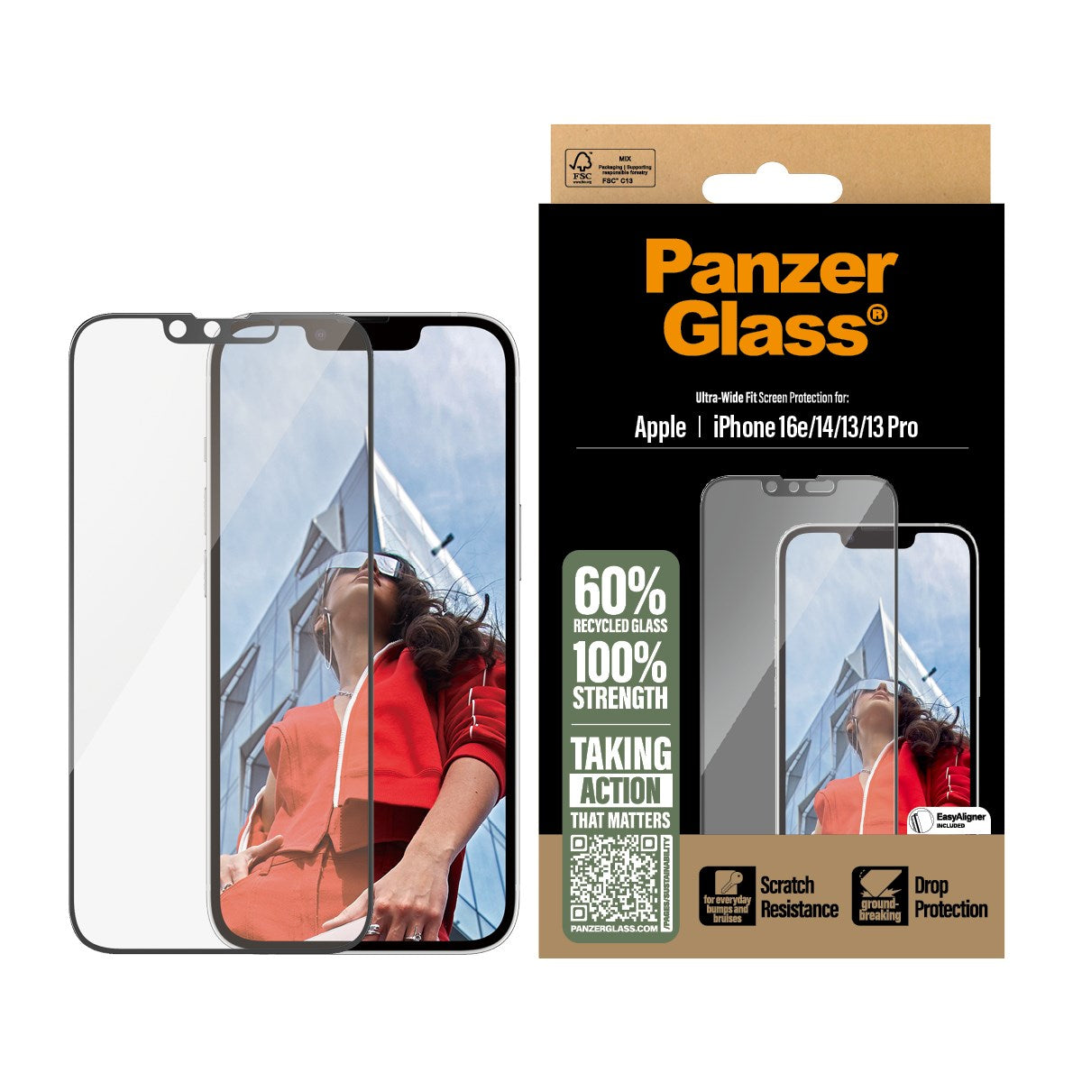 PanzerGlass® Screen Protector iPhone 16e | 14 | 13 | 13 Pro | Ultra-Wide Fit w. Aligner
