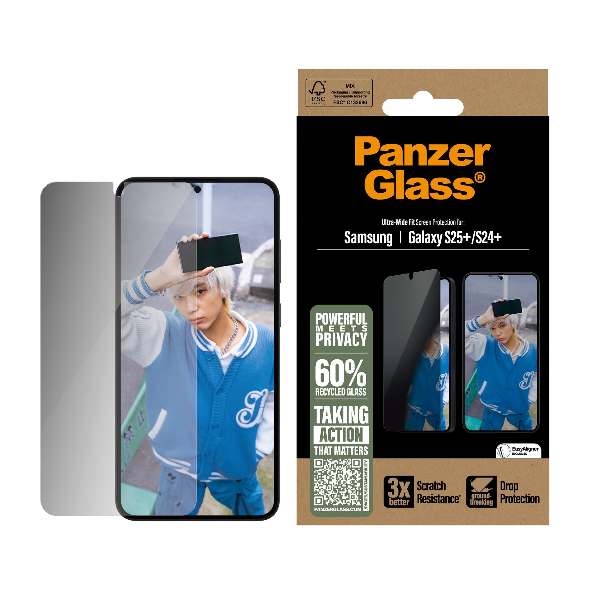 PanzerGlassยฎ Privacy Screen Protector Samsung Galaxy S25+ S24+ Ult