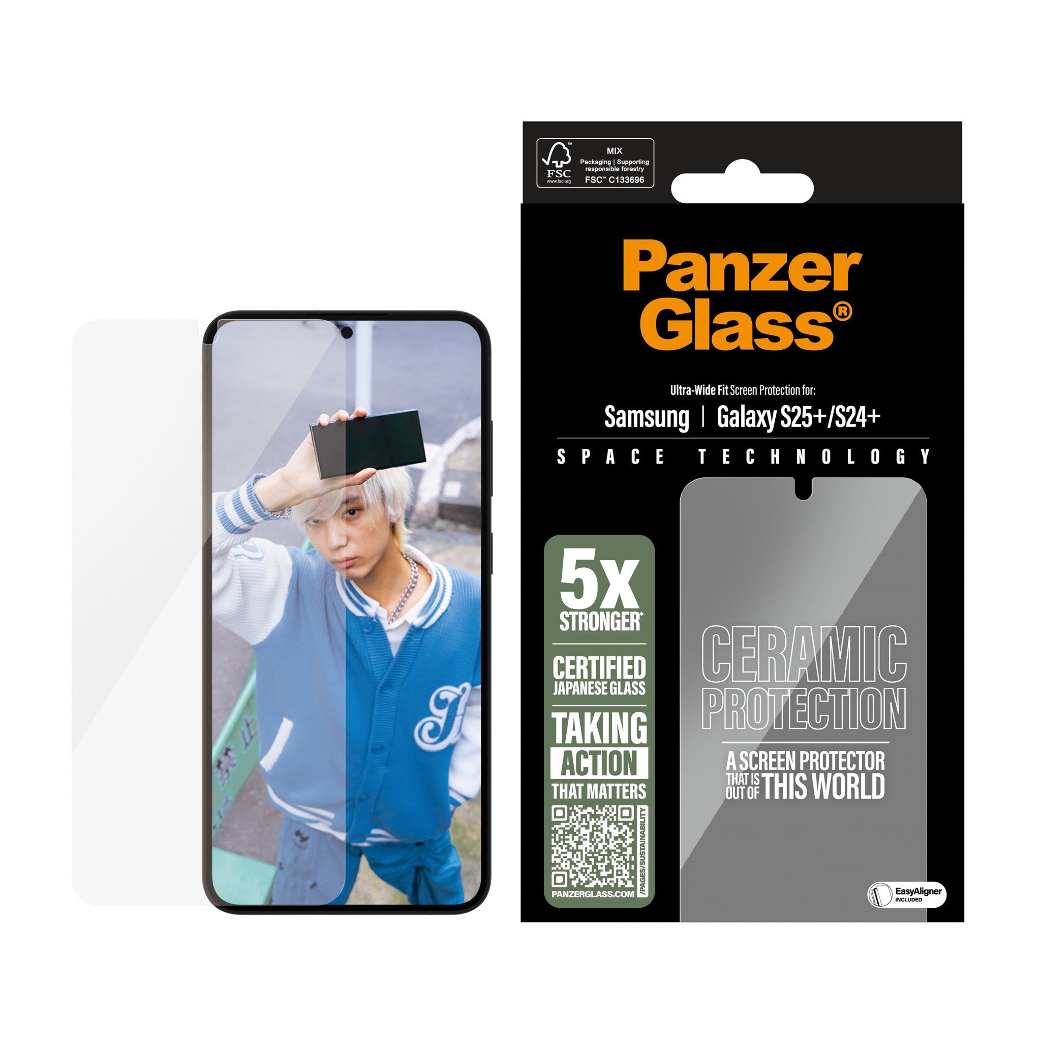 PanzerGlass® Ceramic Screen Protector Samsung Galaxy S25+ | S24+ | Ultra-Wide Fit w. EasyAligner