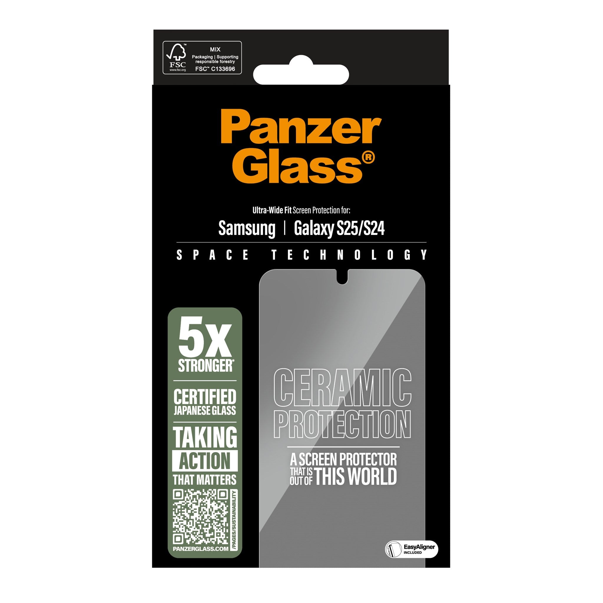 PanzerGlass® Ceramic Screen Protector Samsung Galaxy S25 | S24 | Ultra-Wide Fit w. EasyAligner