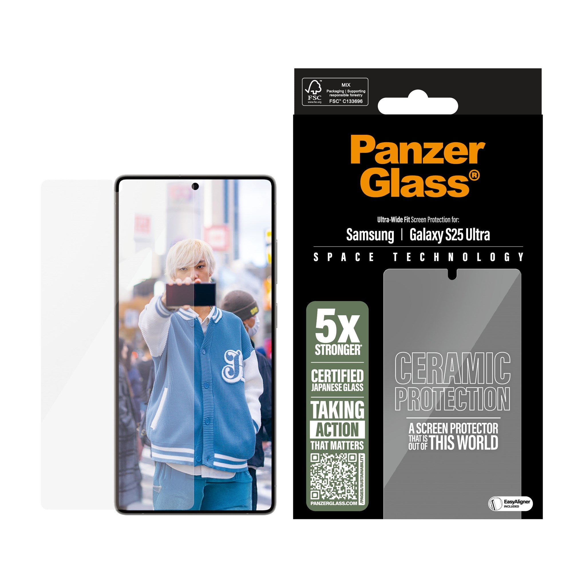 PanzerGlass® Ceramic Screen Protector Samsung Galaxy S25 Ultra | Ultra-Wide Fit w. EasyAligner