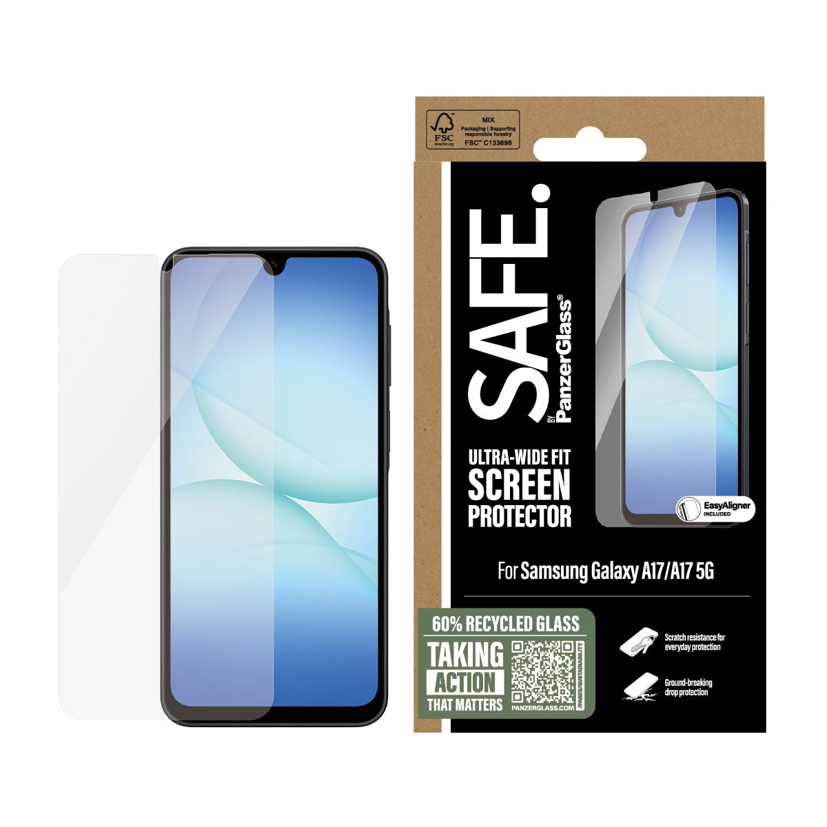 SAFE. by PanzerGlass® Screen Protector Samsung Galaxy A17 | A17 5G | Ultra-Wide Fit w. EasyAligner