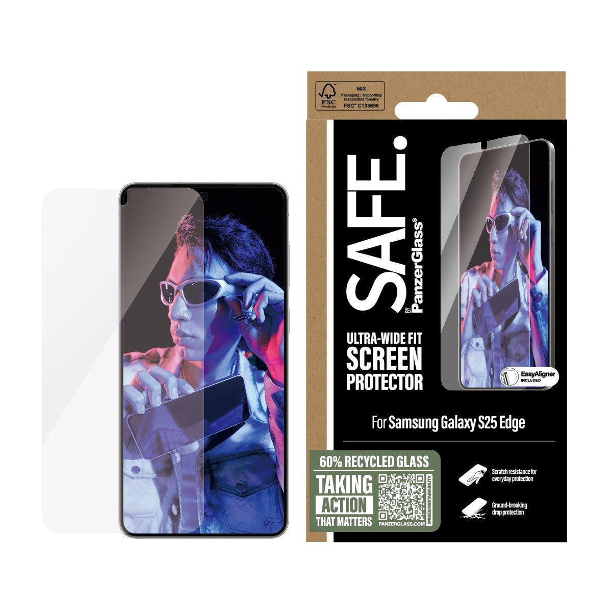 SAFE. by PanzerGlass® Screen Protector Samsung S25 Edge | Ultra-Wide Fit
