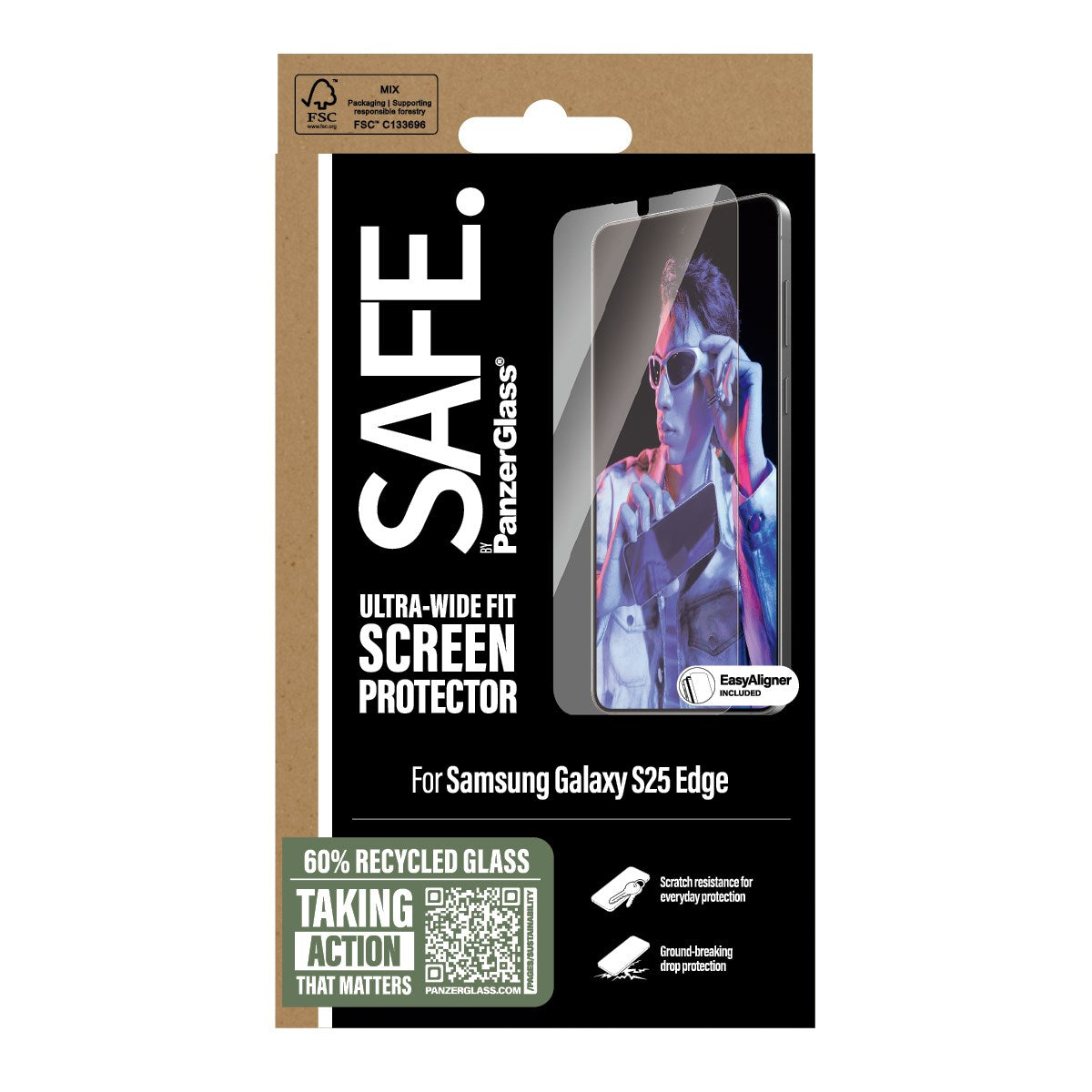 SAFE. by PanzerGlass® Screen Protector Samsung S25 Edge | Ultra-Wide Fit