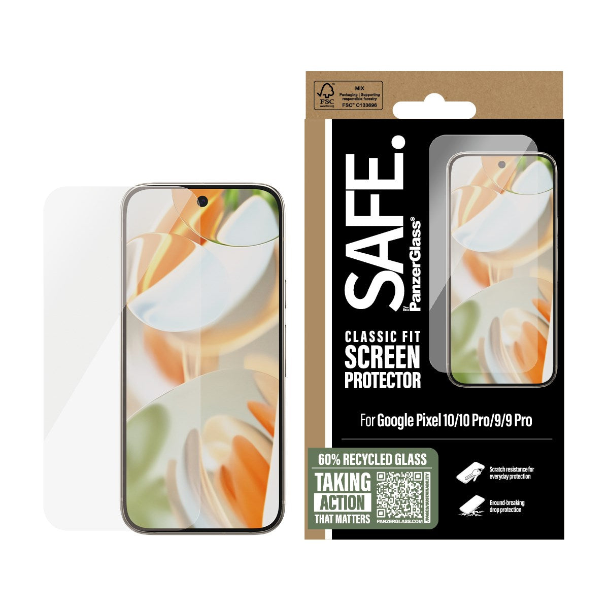 SAFE. by PanzerGlass® Screen Protector Google Pixel 10 | 10 Pro | 9 | 9 Pro | Classic Fit