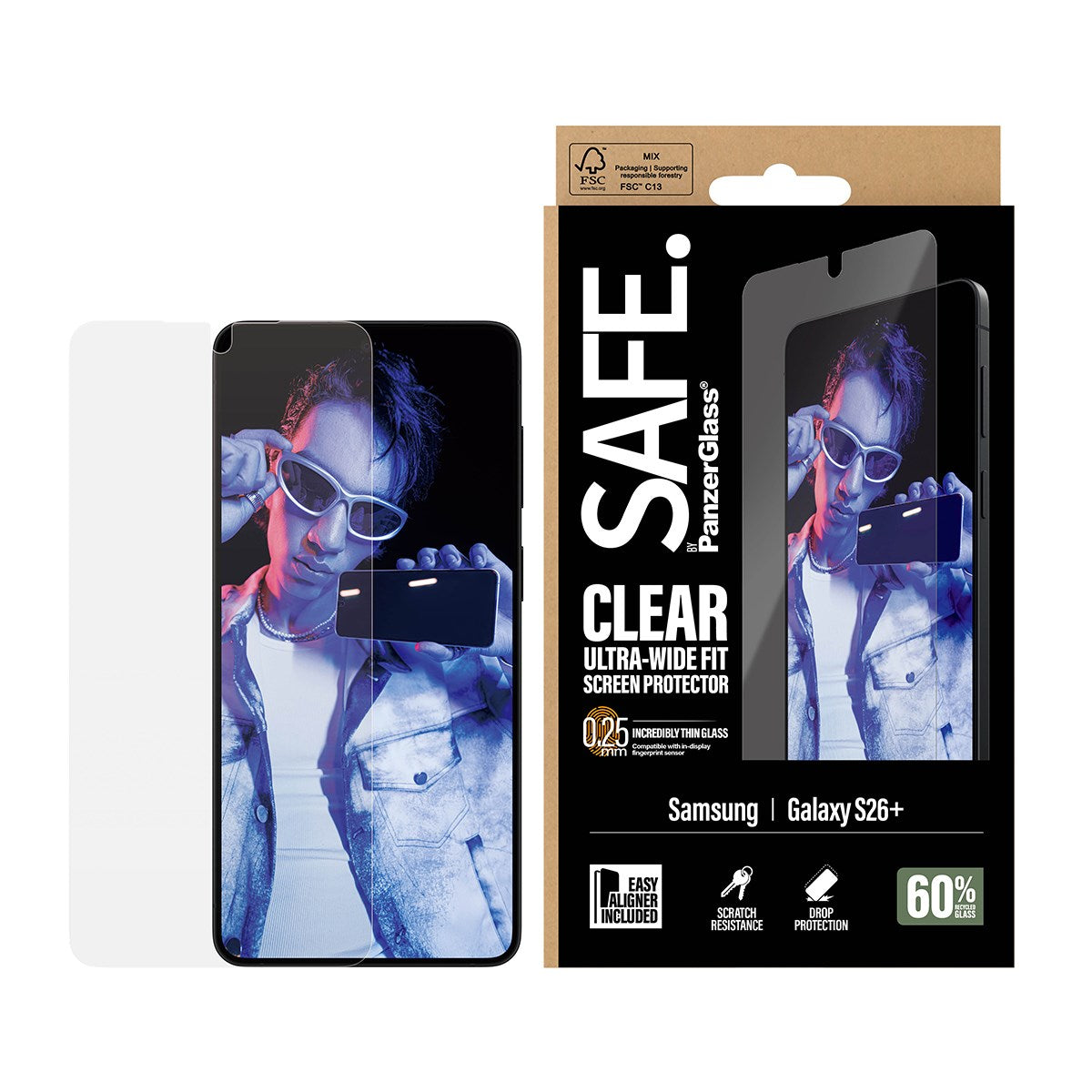 SAFE. by PanzerGlass® Screen Protector Samsung Galaxy S26+ | Ultra-Wide Fit w. EasyAligner