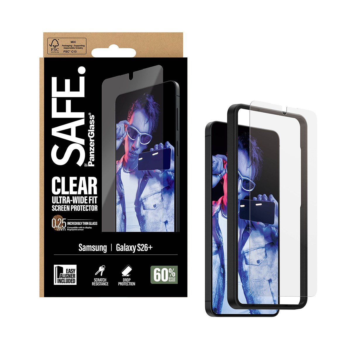 SAFE. by PanzerGlass® Screen Protector Samsung Galaxy S26+ | Ultra-Wide Fit w. EasyAligner