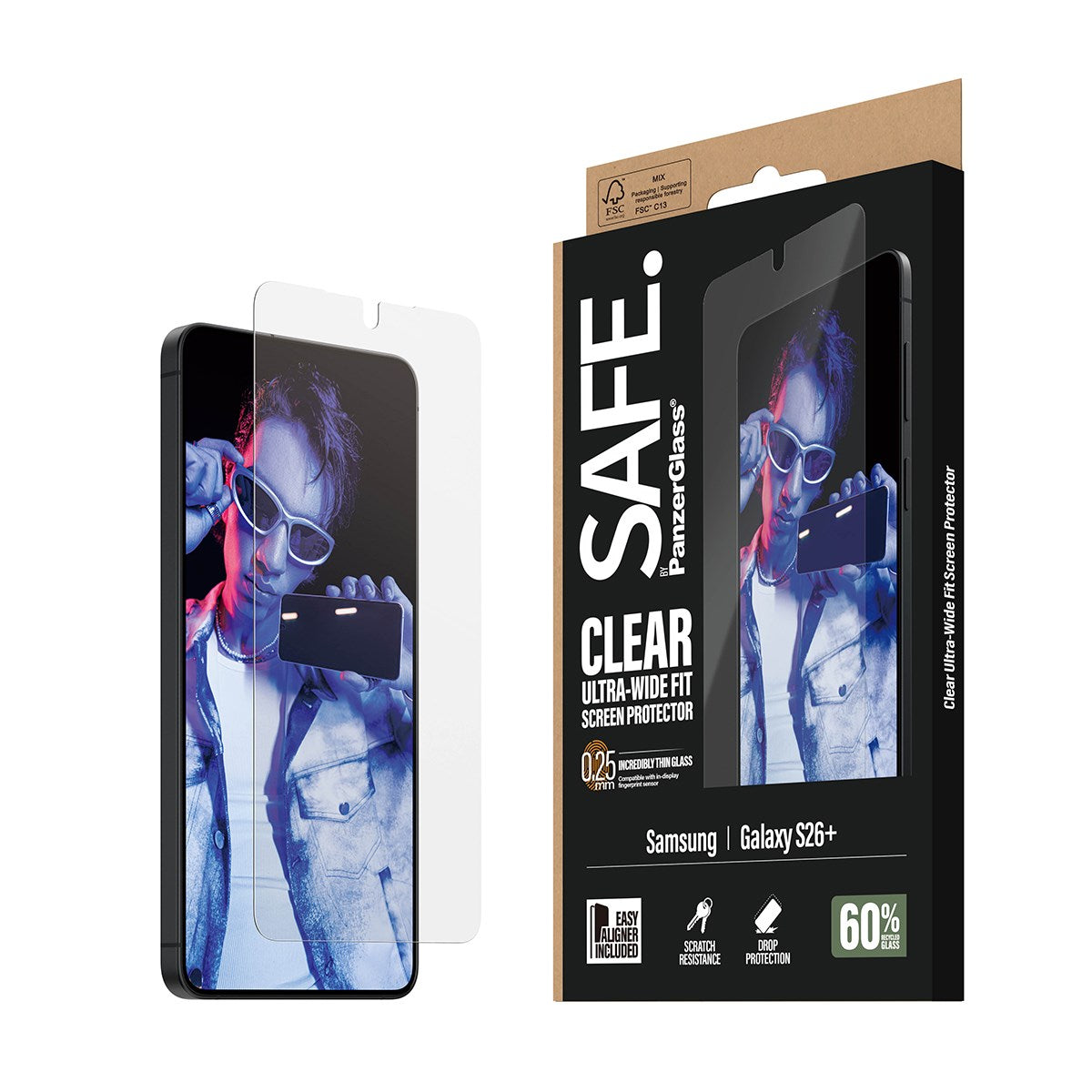 SAFE. by PanzerGlass® Screen Protector Samsung Galaxy S26+ | Ultra-Wide Fit w. EasyAligner