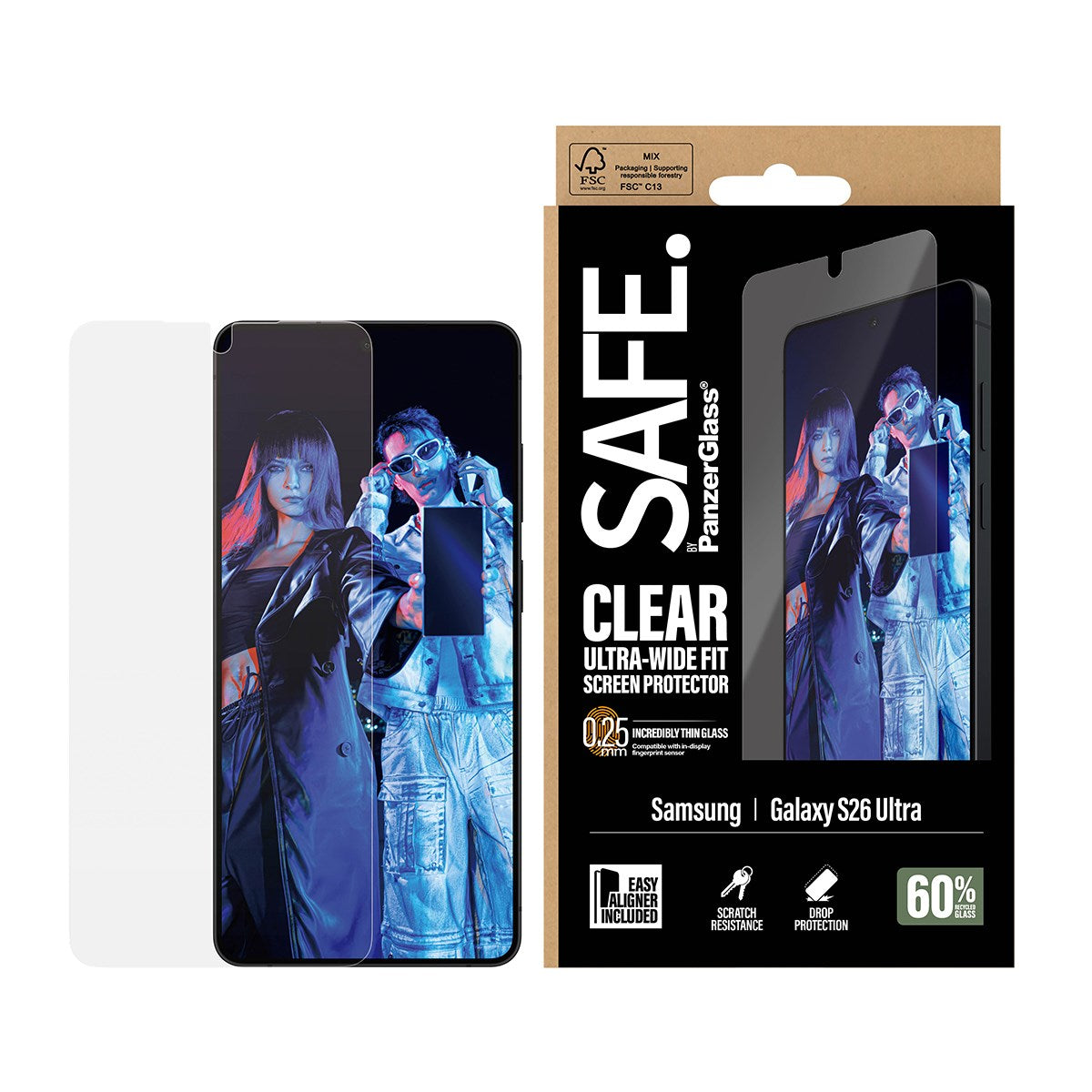 SAFE. by PanzerGlass® Screen Protector Samsung Galaxy S26 Ultra | Ultra-Wide Fit w. EasyAligner