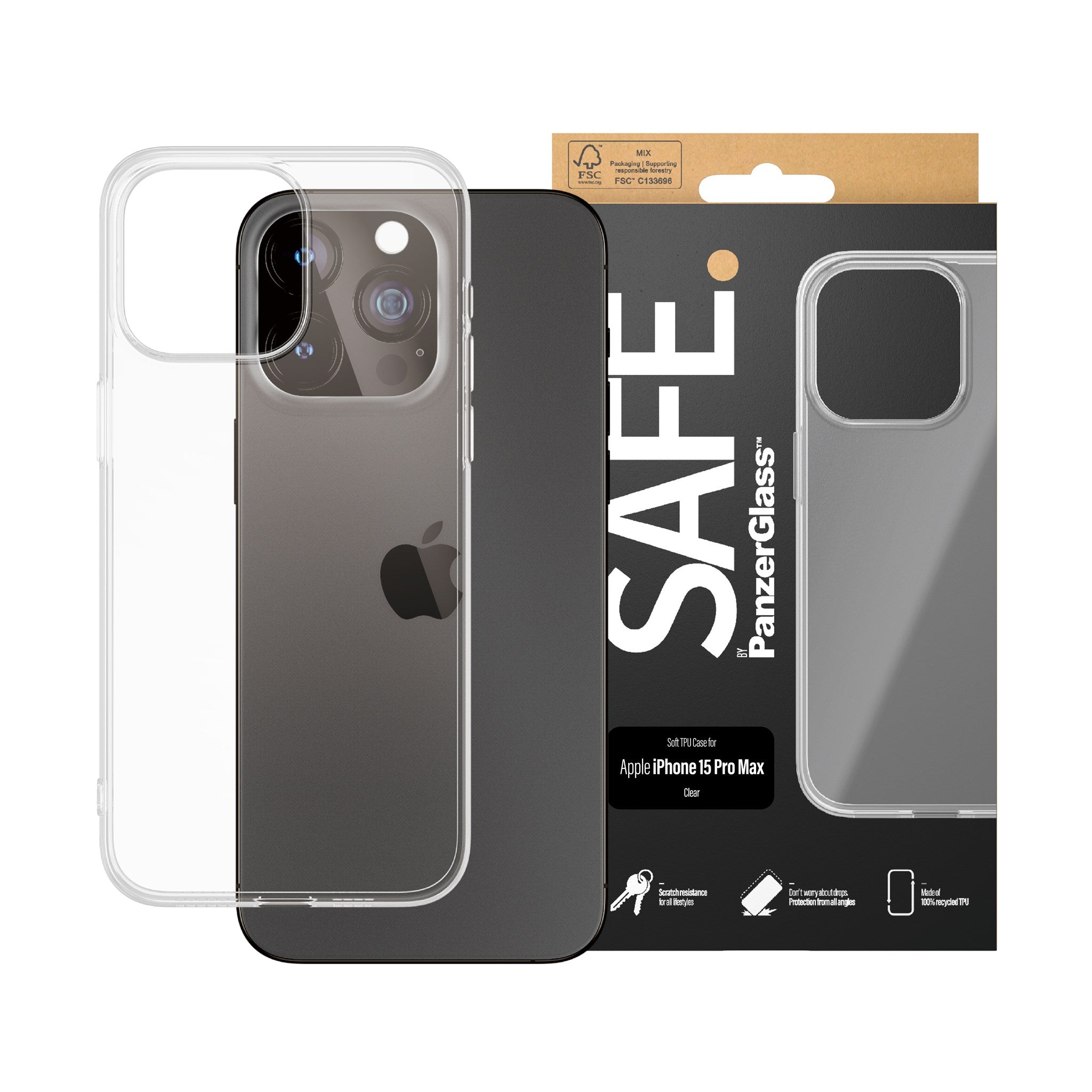 SAFE. by PanzerGlass® TPU Case Transparent iPhone 15 Pro Max