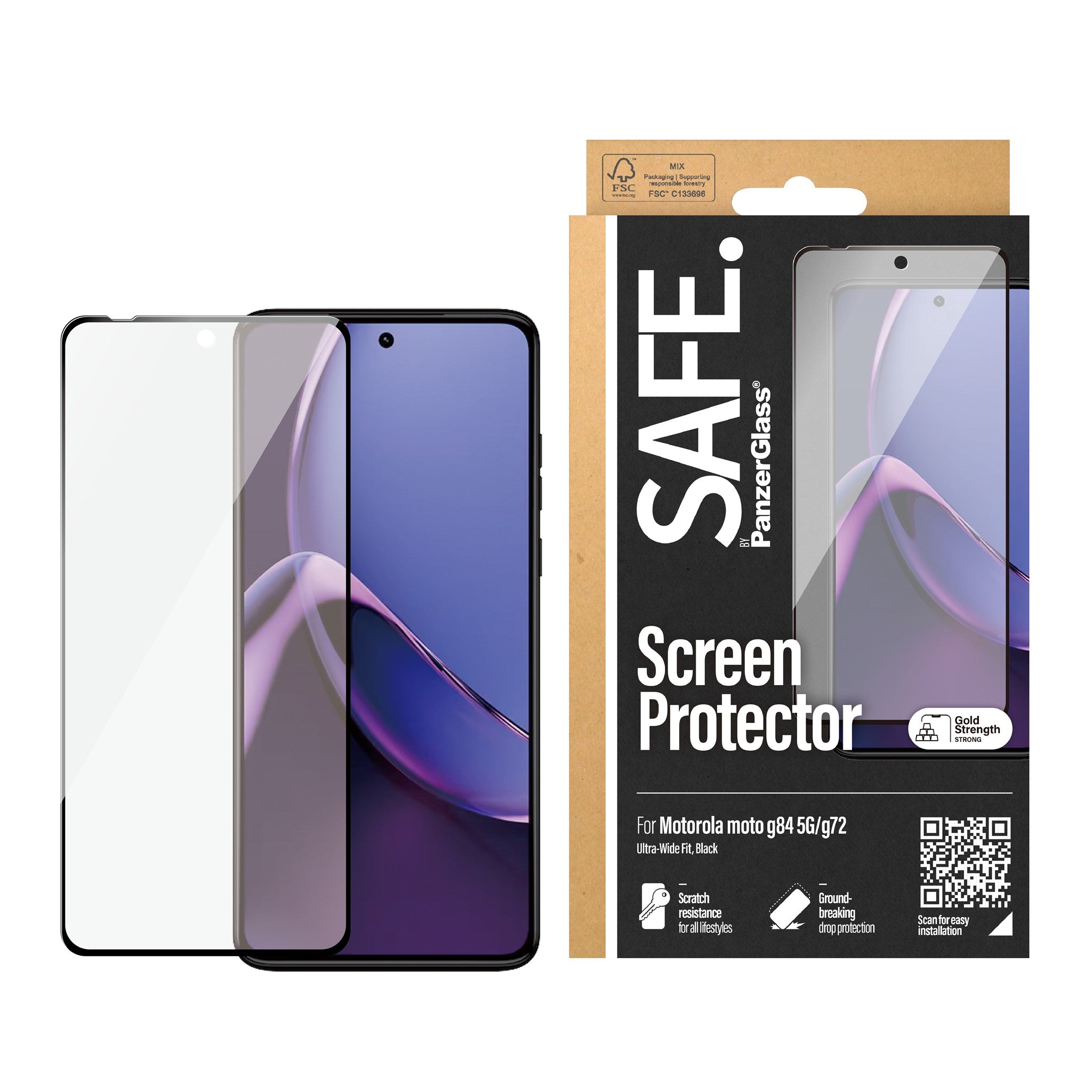 SAFE. by PanzerGlass® Screen Protector Motorola G84 5G | G72 | Ultra-Wide Fit
