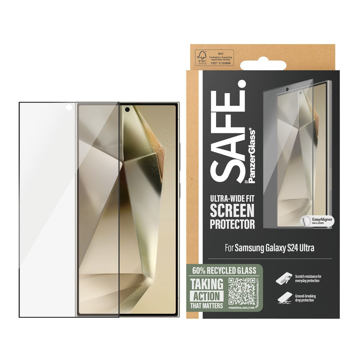 SAFE. by PanzerGlass® Screen Protector Samsung Galaxy S24 Ultra | Ultra-Wide Fit w. EasyAligner