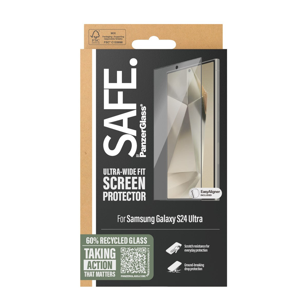 SAFE. by PanzerGlass® Screen Protector Samsung Galaxy S24 Ultra | Ultra-Wide Fit w. EasyAligner