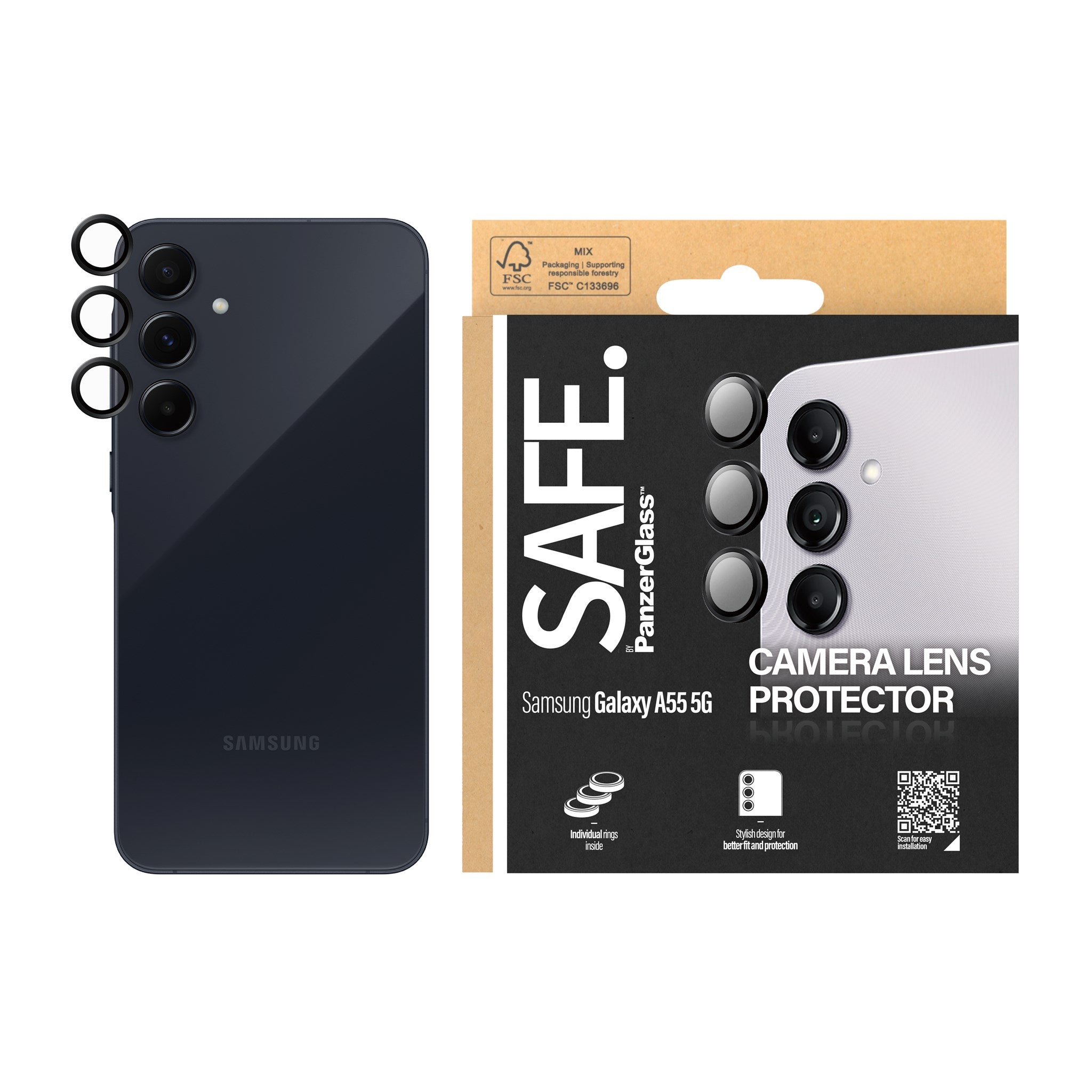 SAFE. by PanzerGlass® Camera Lens Protector Black Samsung Galaxy A55 5G