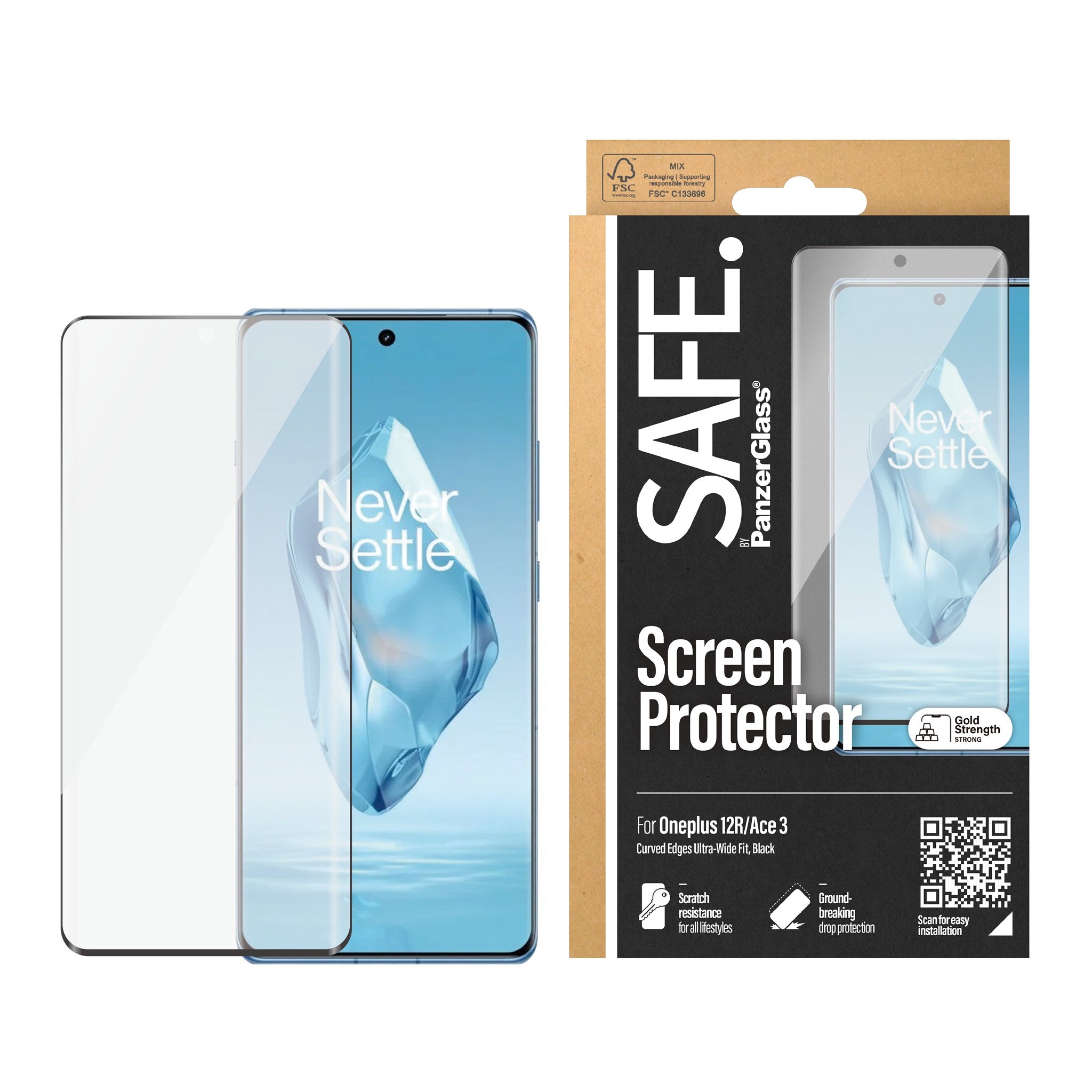 SAFE. by PanzerGlass® Screen Protector OnePlus 12R | Ultra-Wide Fit