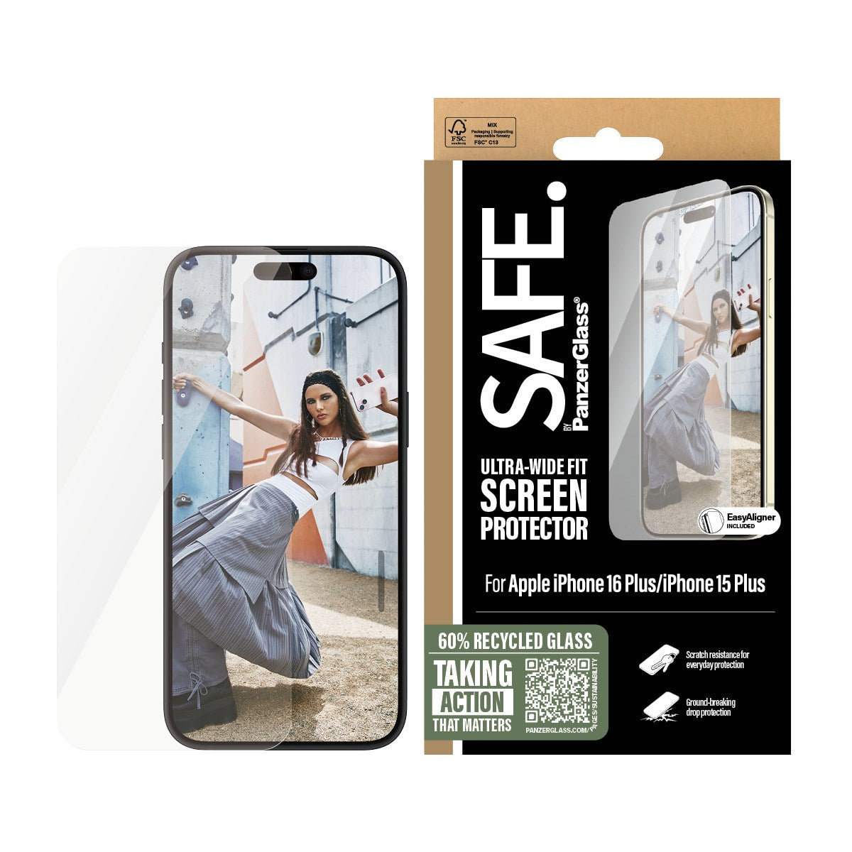 SAFE. by PanzerGlass® Screen Protector iPhone 16 Plus | 15 Plus | Ultra-Wide Fit