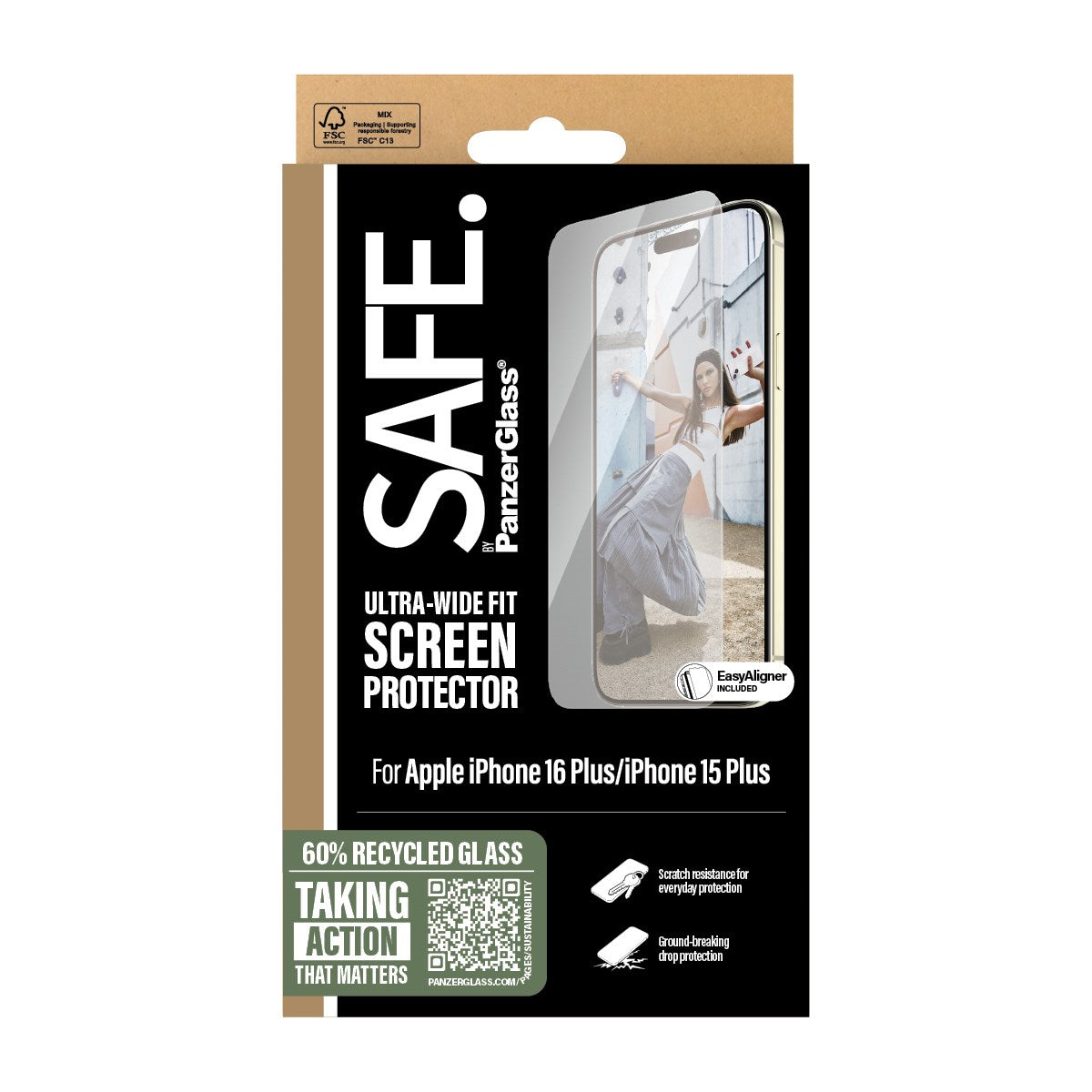 SAFE. by PanzerGlass® Screen Protector iPhone 16 Plus | 15 Plus | Ultra-Wide Fit