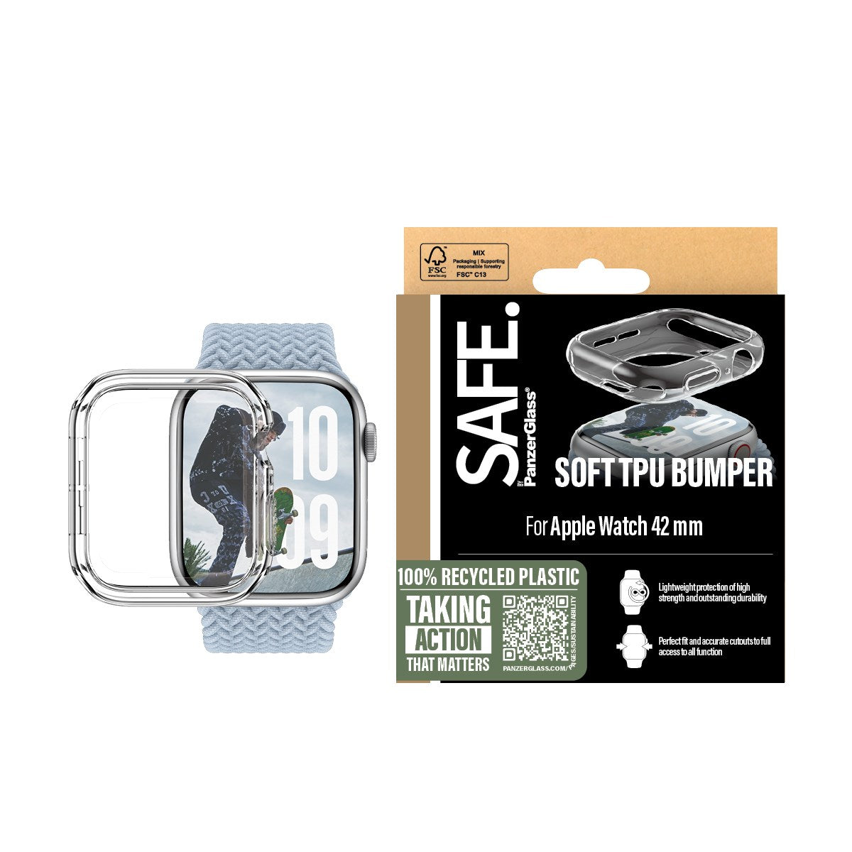 Custodia Subtel® TPU Per Amazfit GTR 42mm: Protezione Antiurto Trasparente/nera. Bumper Sottile E Resistente!