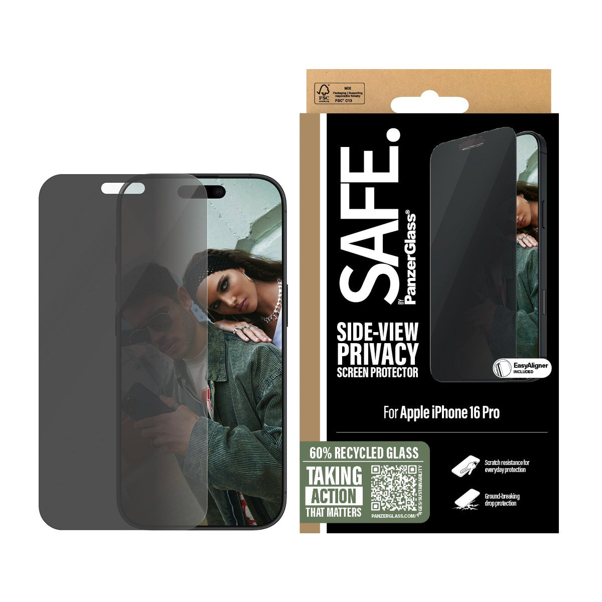 SAFE. by PanzerGlass® Privacy Screen Protector iPhone 16 Pro | Ultra-Wide Fit