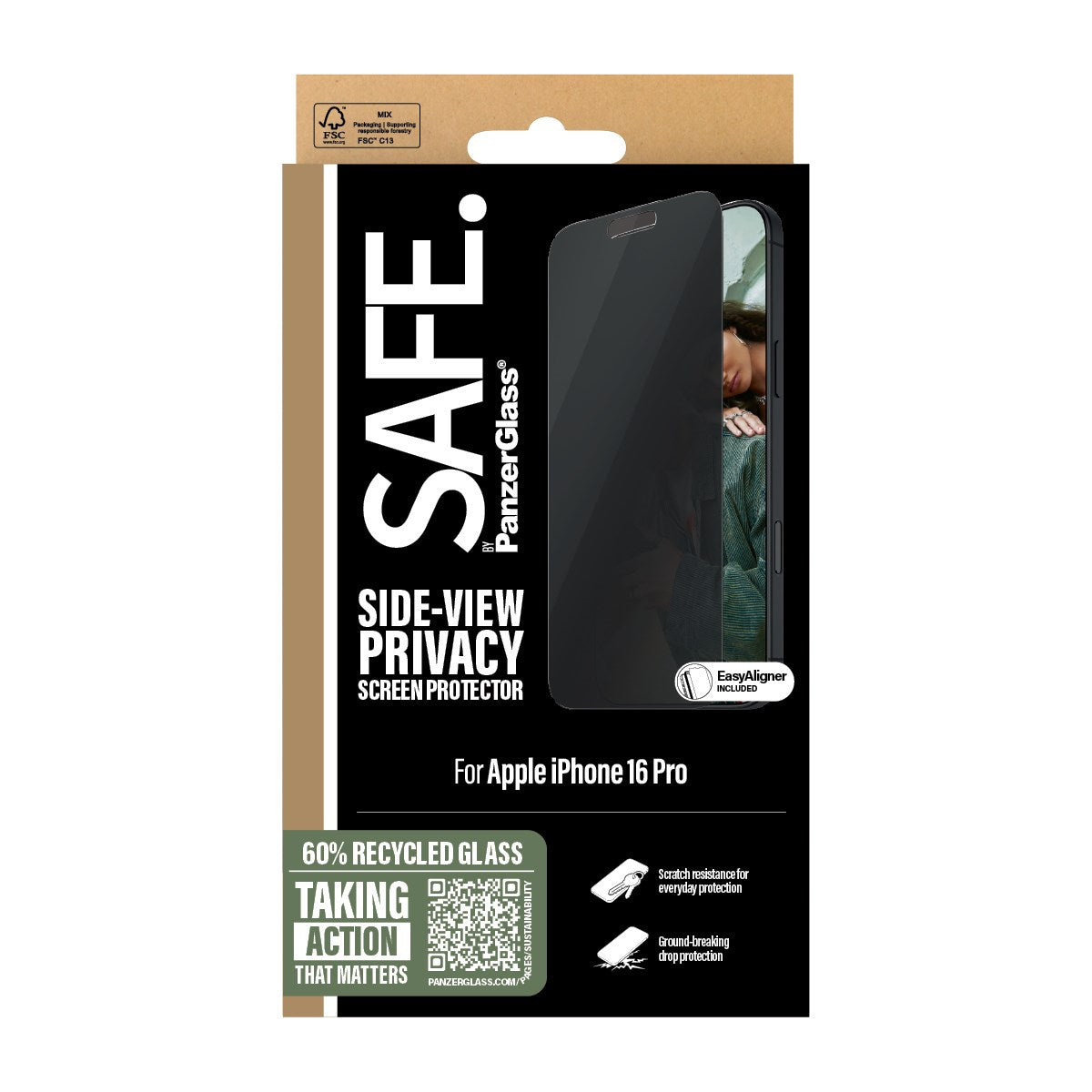 SAFE. by PanzerGlass® Privacy Screen Protector iPhone 16 Pro | Ultra-Wide Fit