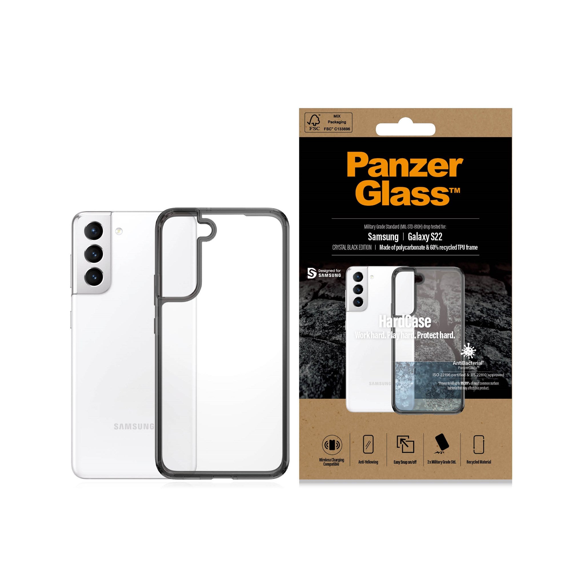 PanzerGlass Samsung Galaxy S22 Ultra 5G Screen Protector (7295) Black- Full  silicone, AntiBacterial, Quick and accurate fingerprint, Scratch resistant