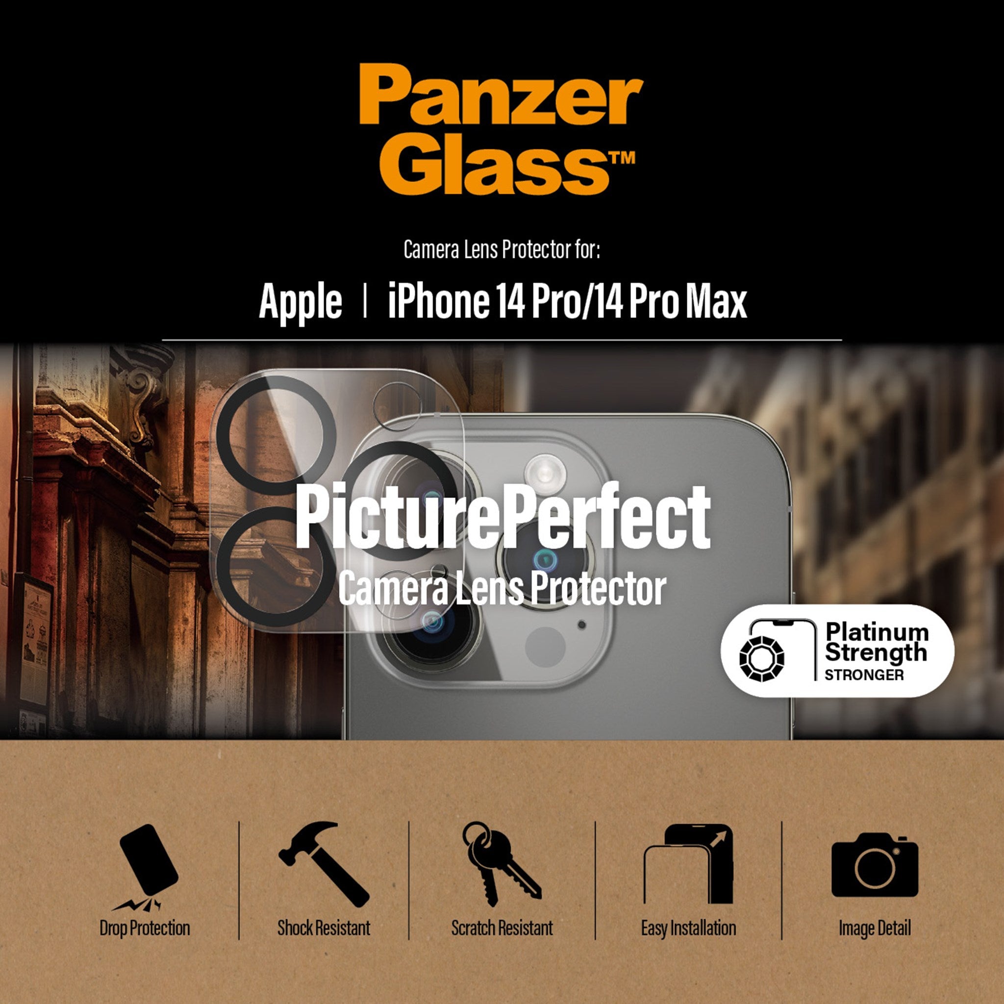 PanzerGlass PicturePerfect - Apple iPhone 15 Pro Verre trempé Protection  Objectif Caméra - Compatible Coque - Noir 4-124880 