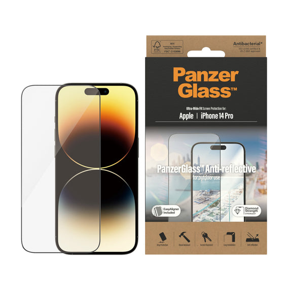 PanzerGlass™ Anti-Reflective Screen Protector Apple iPhone 14 Pro | Ultra-Wide Fit w. EasyAligner - 2788
