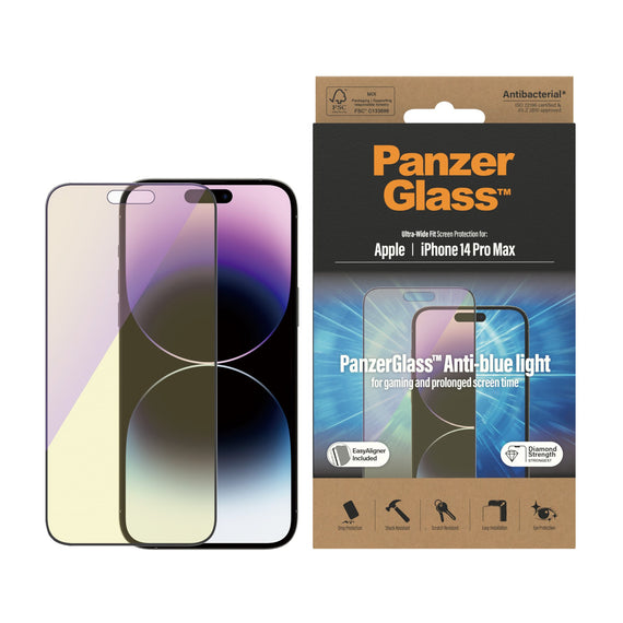 PanzerGlass™ Anti-blue light Screen Protector Apple iPhone 14 Pro Max | Ultra-Wide Fit w. EasyAligner - 2794