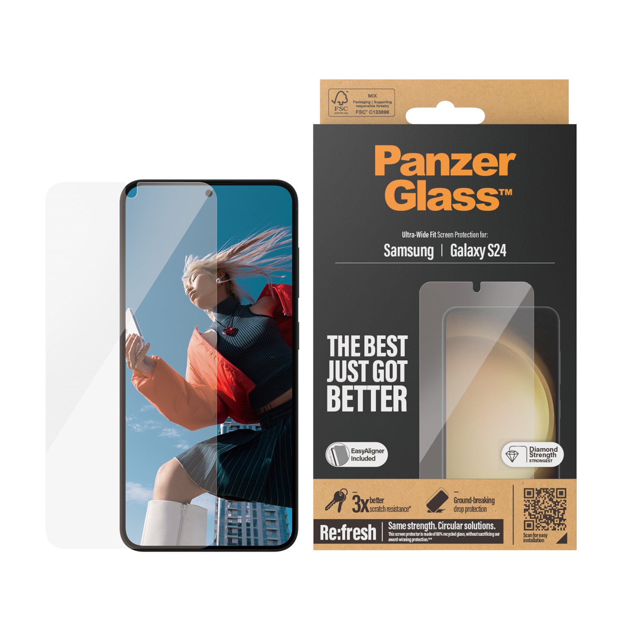 PANZERGLASS Screen Protector Ultra Wide Fit Samsung Galaxy S24