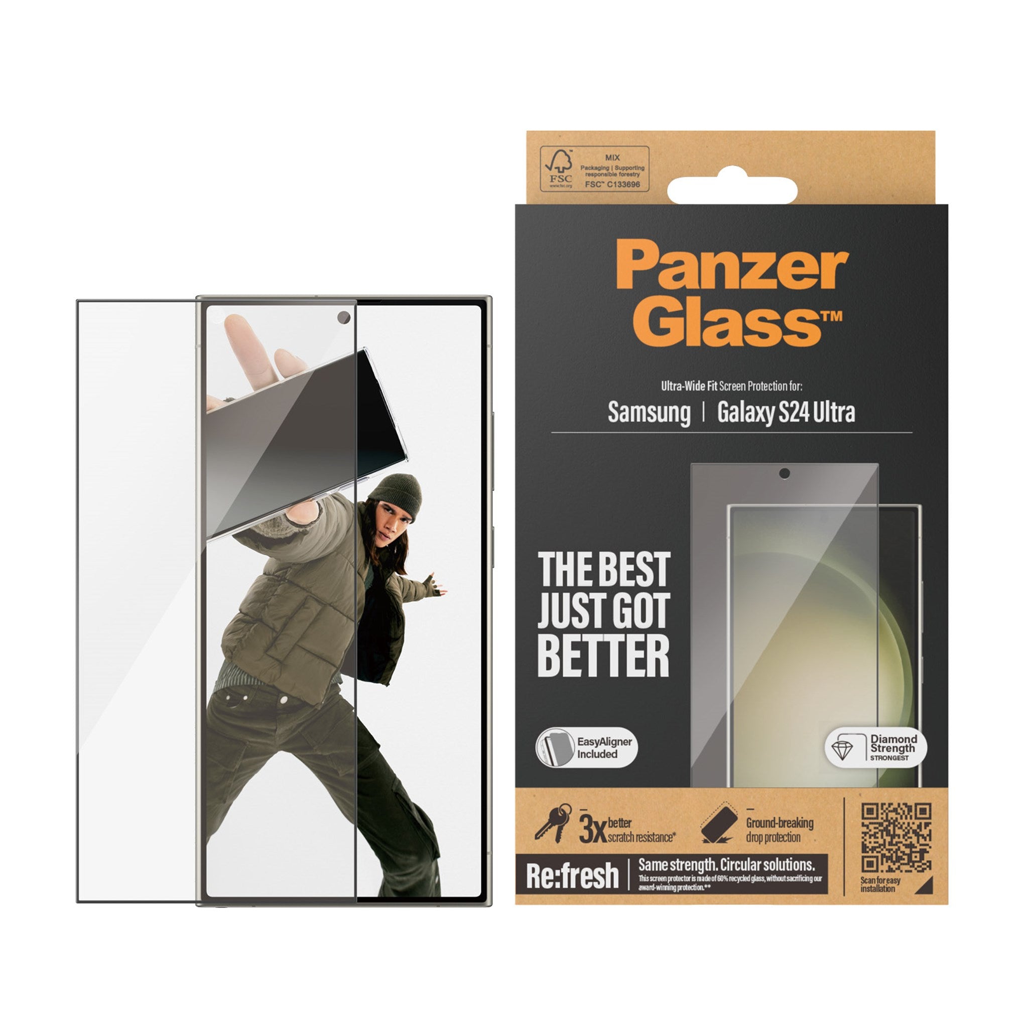 Szkło hartowane PanzerGlass Refresh Ultra-Wide-Fit Easy Aligner do Galaxy  S24  5711724073502