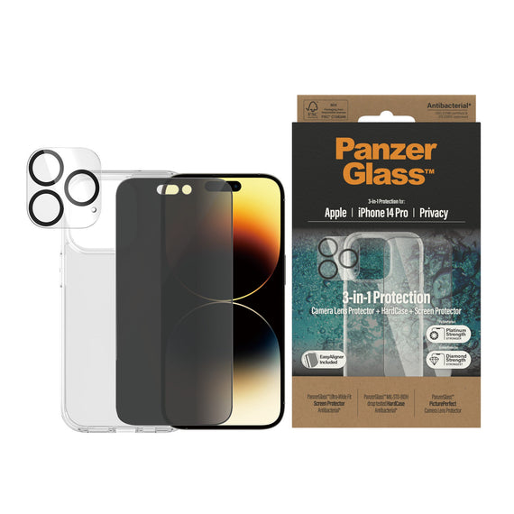PanzerGlass™ 3-in-1 Privacy Protection Pack iPhone 14 Pro - B0402+P2784