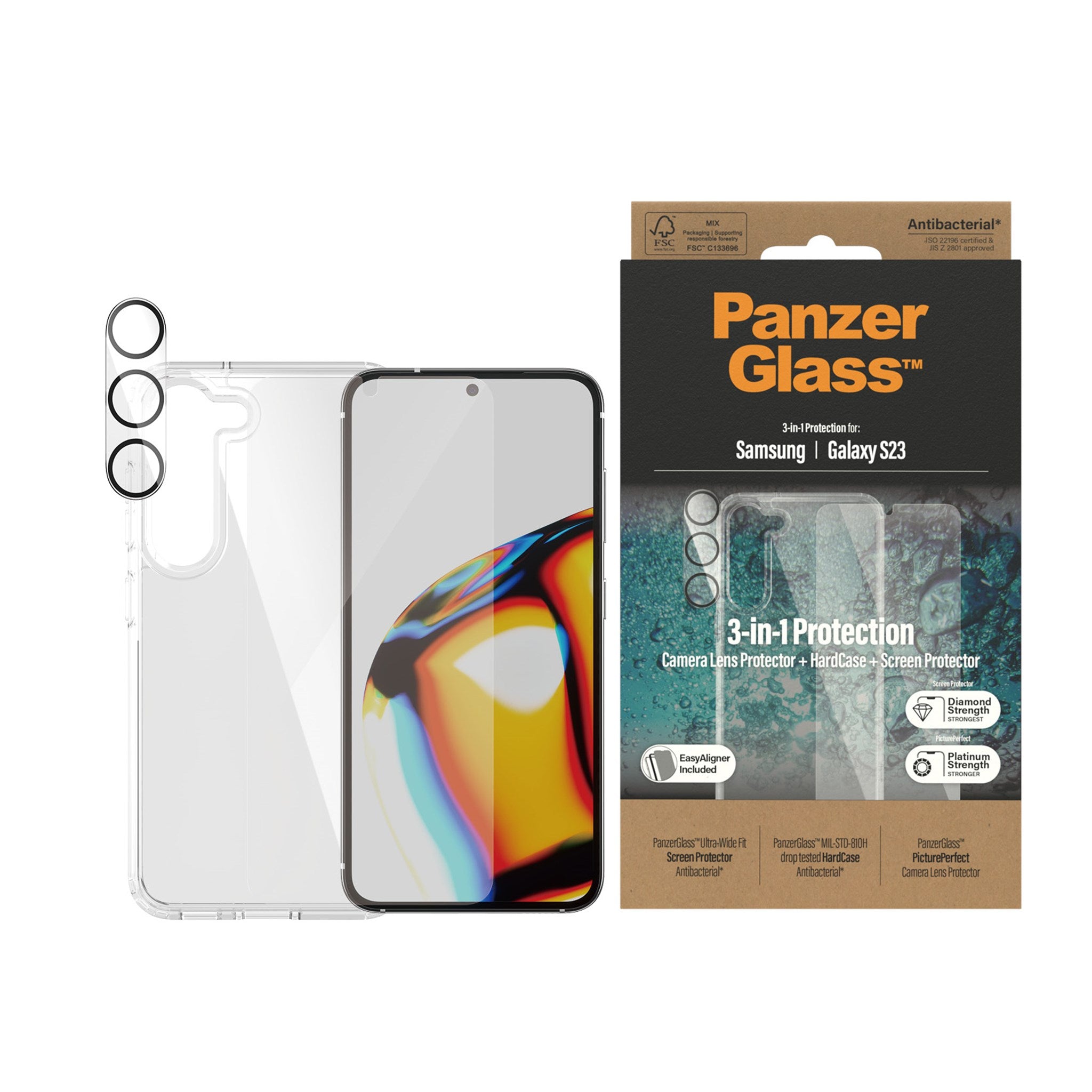 PanzerGlass Ultra-Wide Fit - Samsung Galaxy S23 Verre trempé Protection  d'écran Empreinte digitale - Compatible Coque 4-123835 