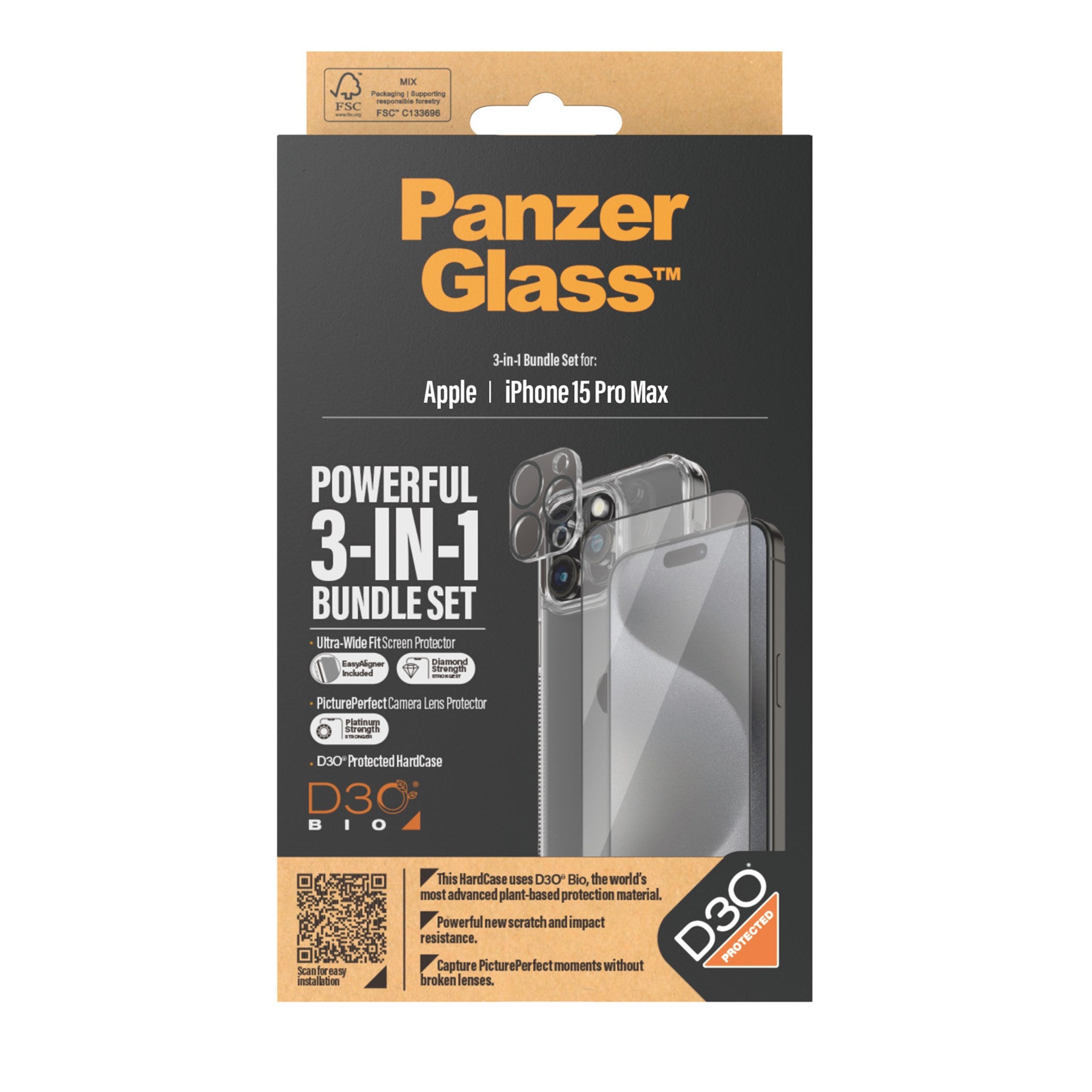 Protection d'écran verre trempé iPhone 15 Pro Max avec applicateur -  PanzerGlass - Verre trempé & Film - PANZERGLASS